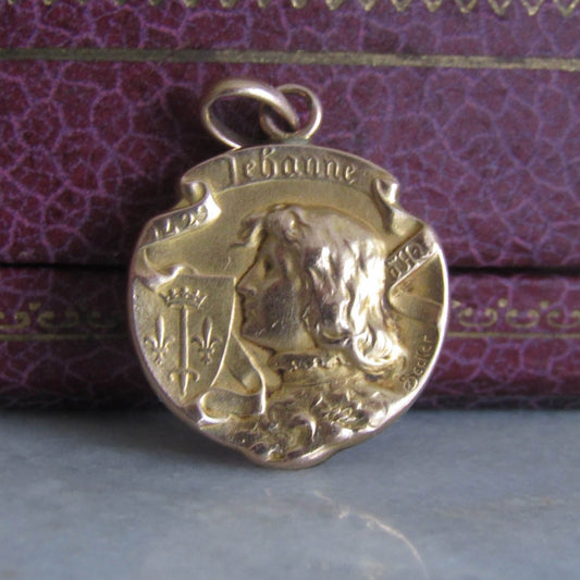 Art Nouveau Joan of Arc Gold Filled Religious Medal