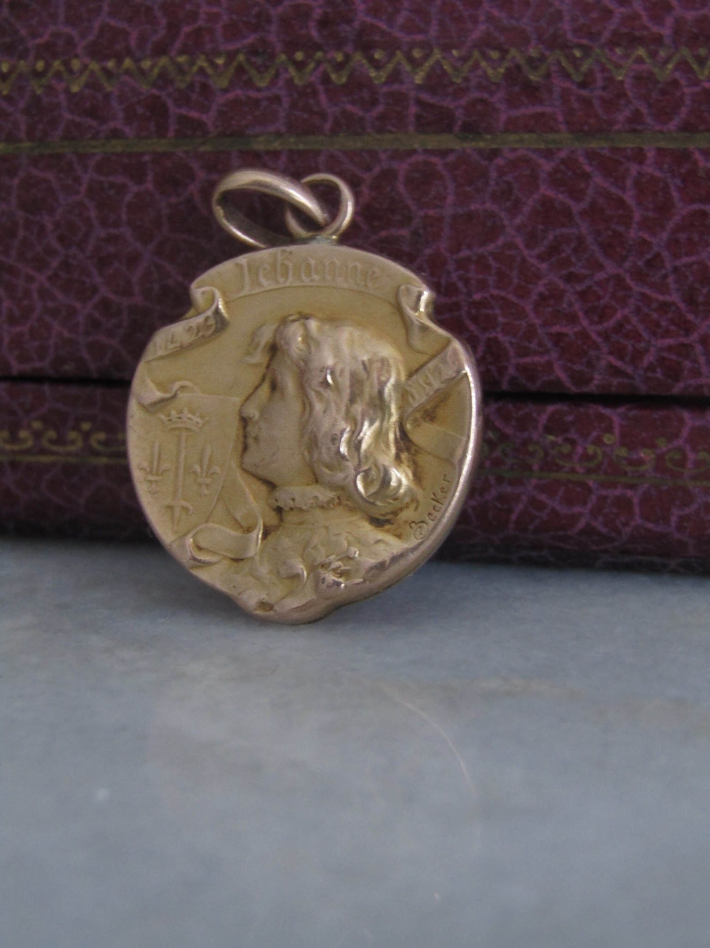 Art Nouveau Joan of Arc Gold Filled Religious Medal