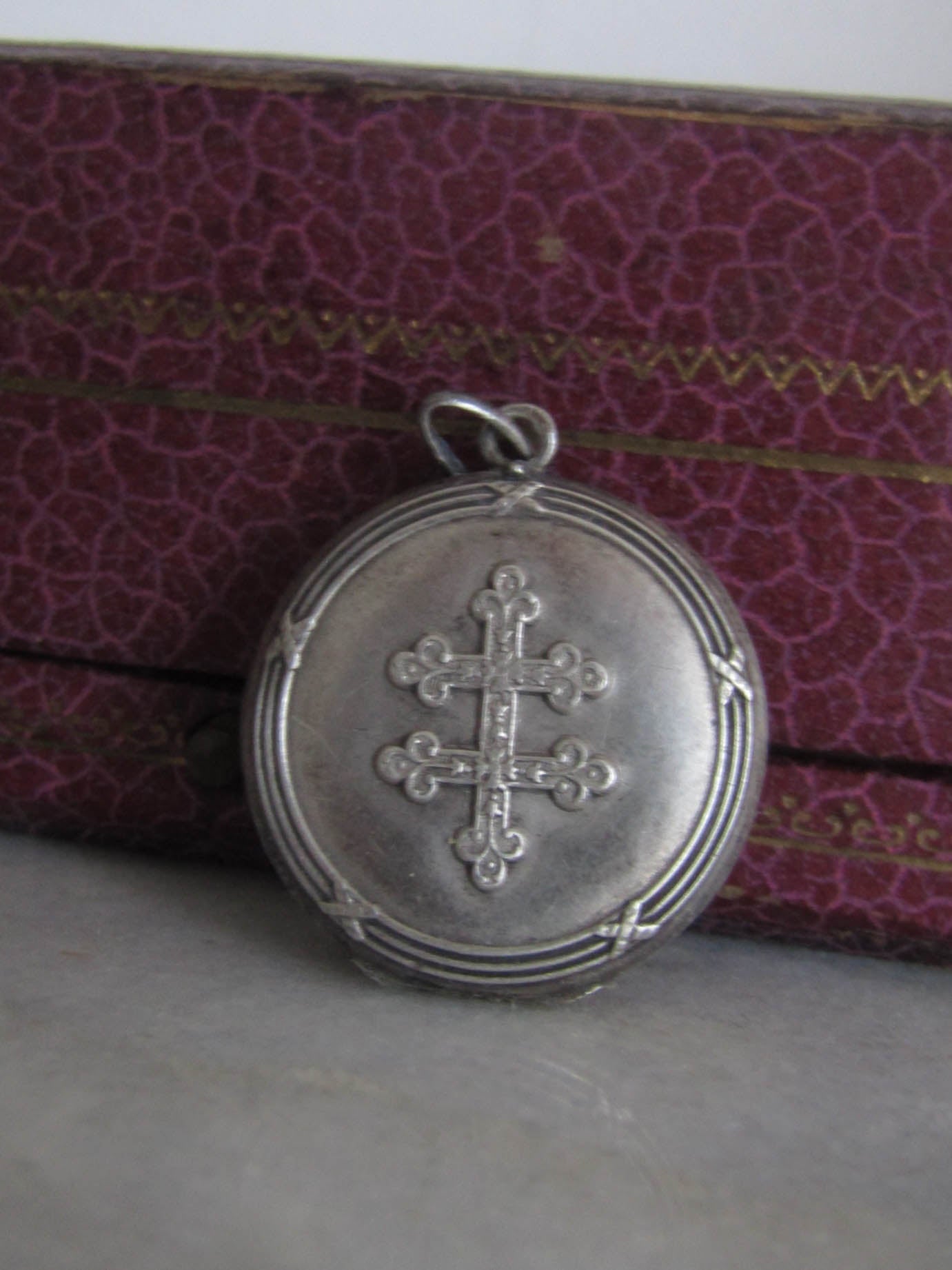 Antique Silver Lorraine Cross Locket