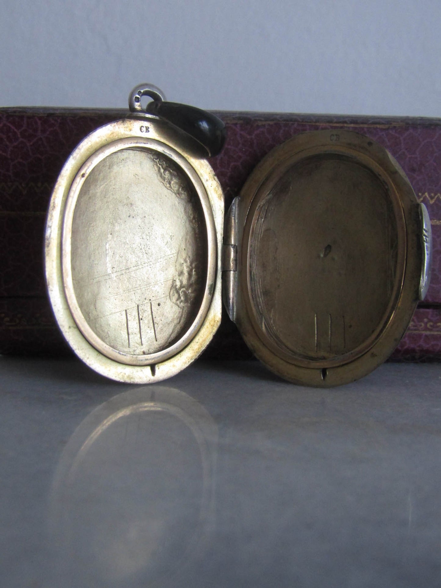 Antique Silver Forget me Not Black Enamel Mourning Locket, XIX century locket