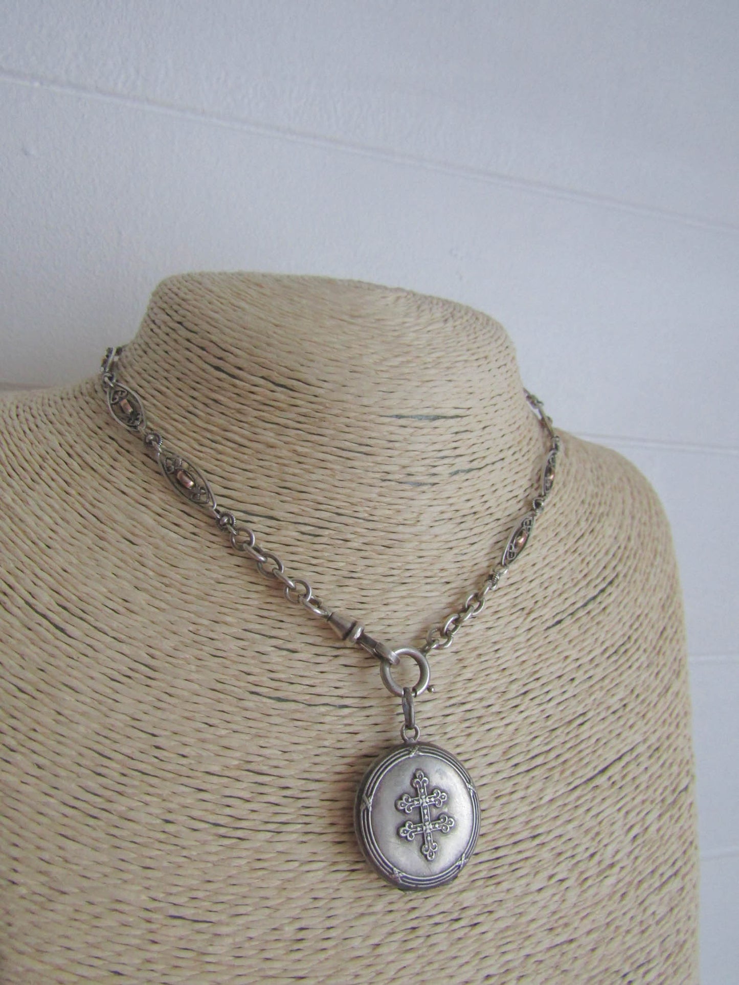 Antique Silver Lorraine Cross Locket