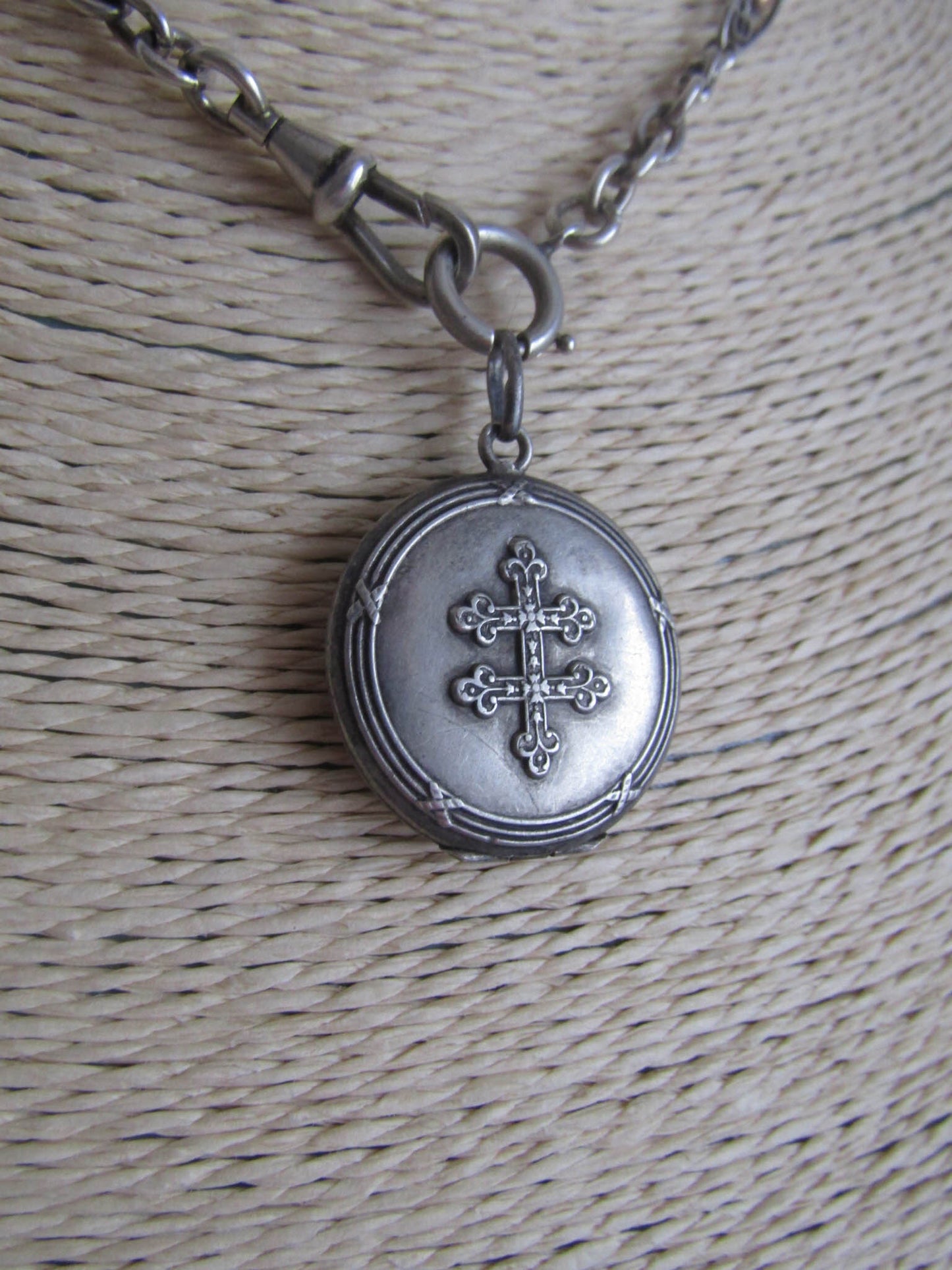 Antique Silver Lorraine Cross Locket