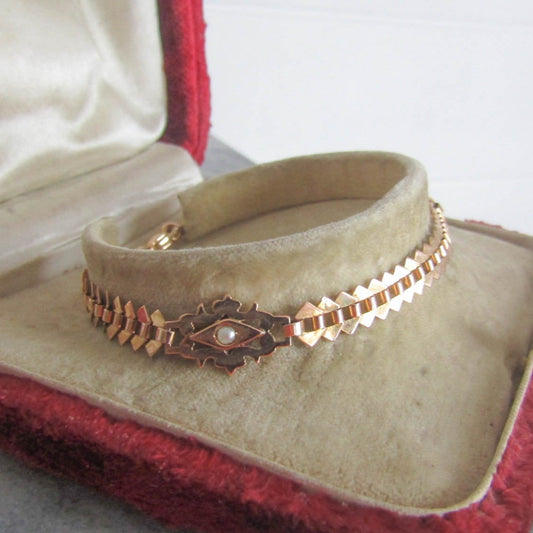 Antique Victorian 18K Rose Gold Book Chain Bracelet