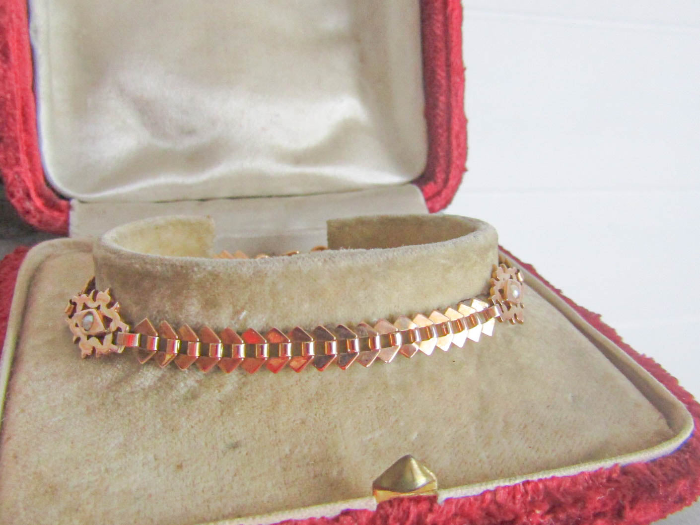 Antique Victorian 18K Rose Gold Book Chain Bracelet