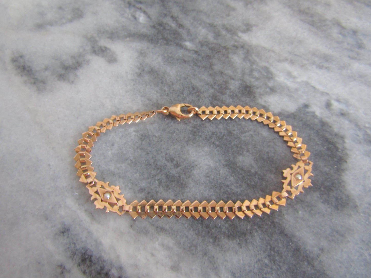 Antique Victorian 18K Rose Gold Book Chain Bracelet