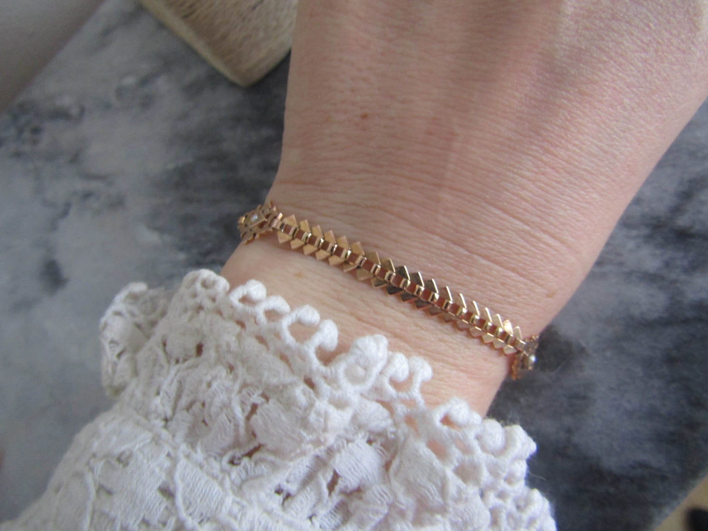 Antique Victorian 18K Rose Gold Book Chain Bracelet