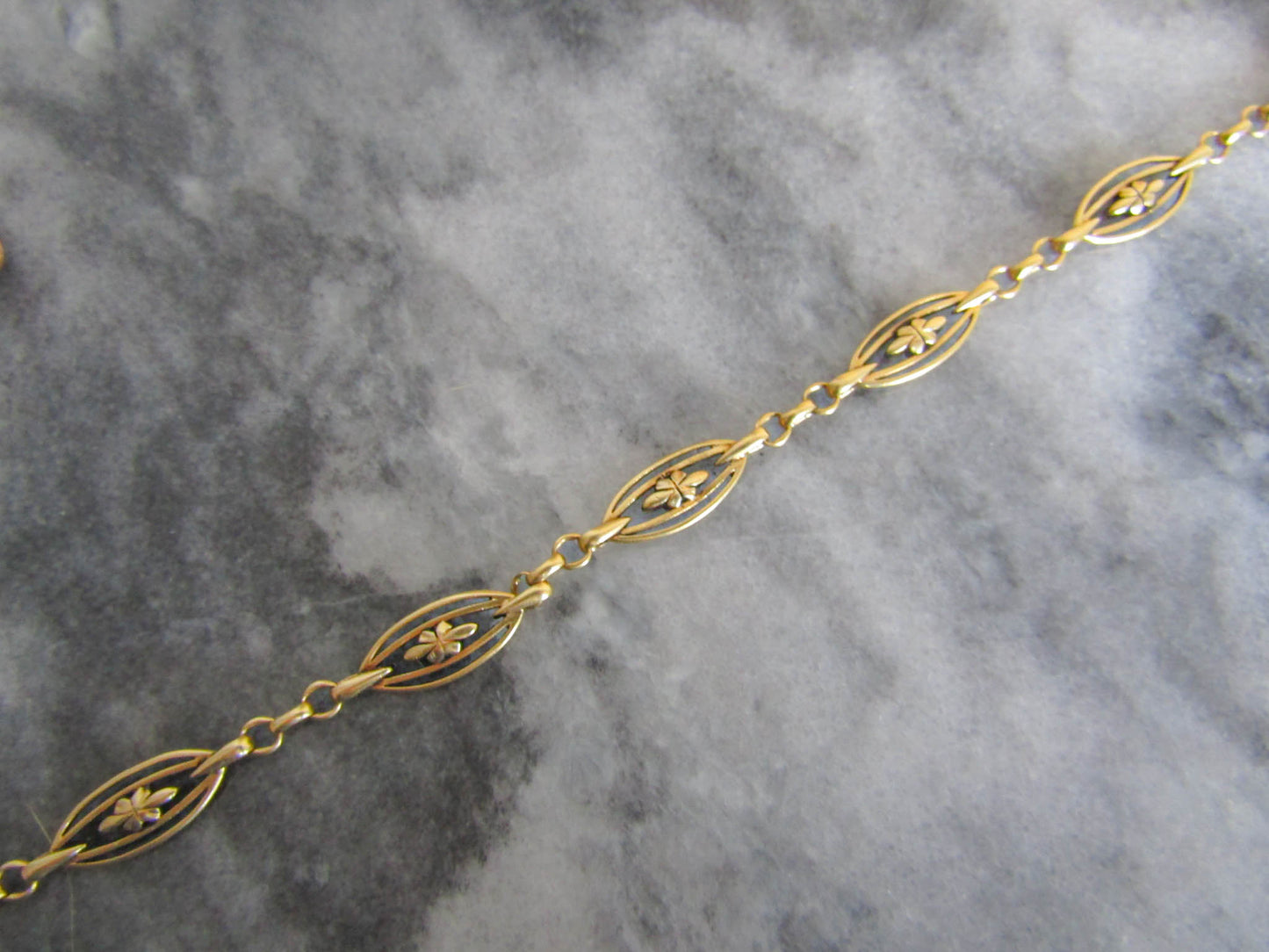 17" Heavy 18K Solid Gold Victorian Watch Chain, Antique French Floral Necklace Choker 19.00 g