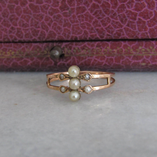 Antique French Gold Pearl Ring