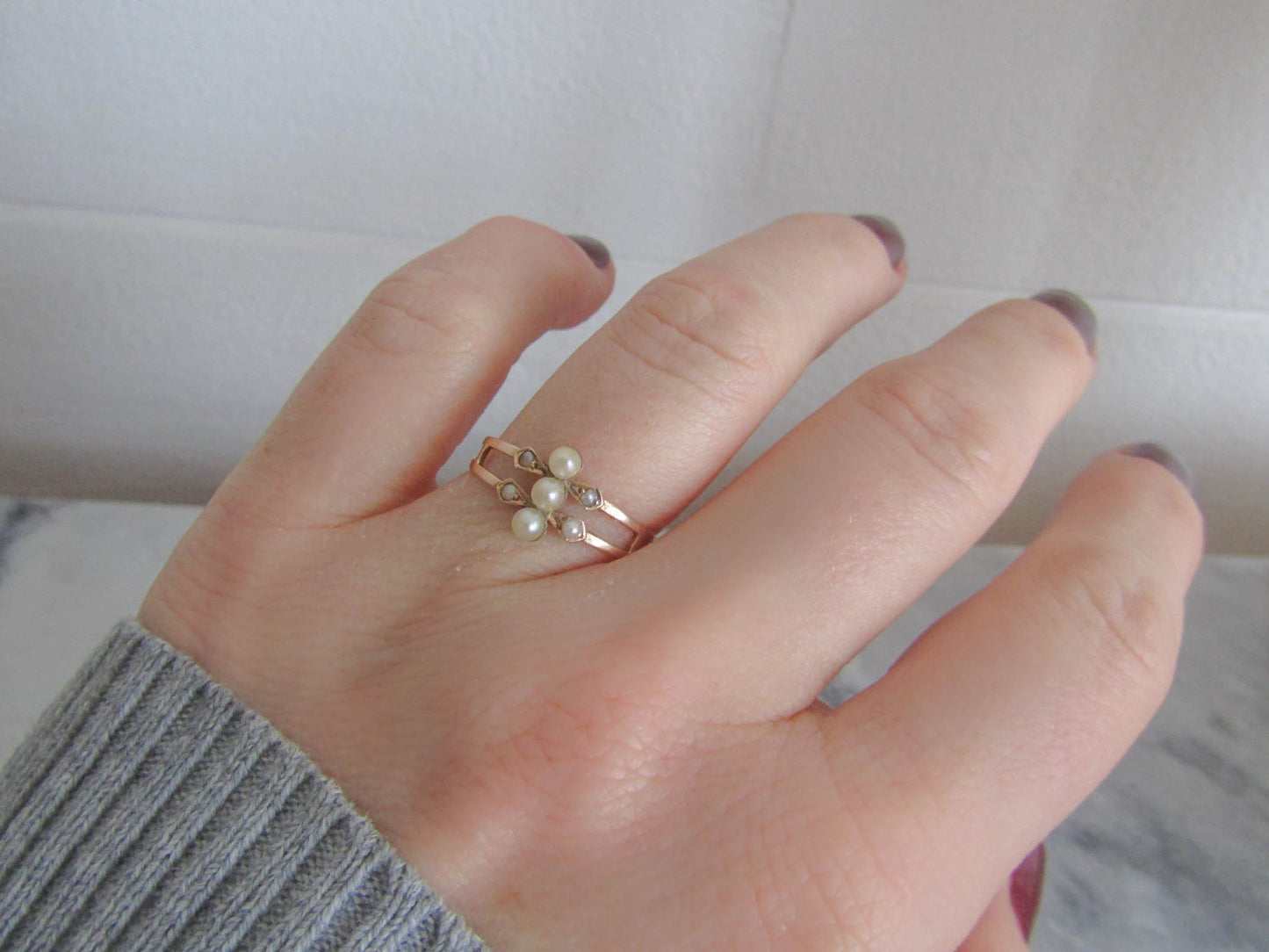 Antique French Gold Pearl Ring