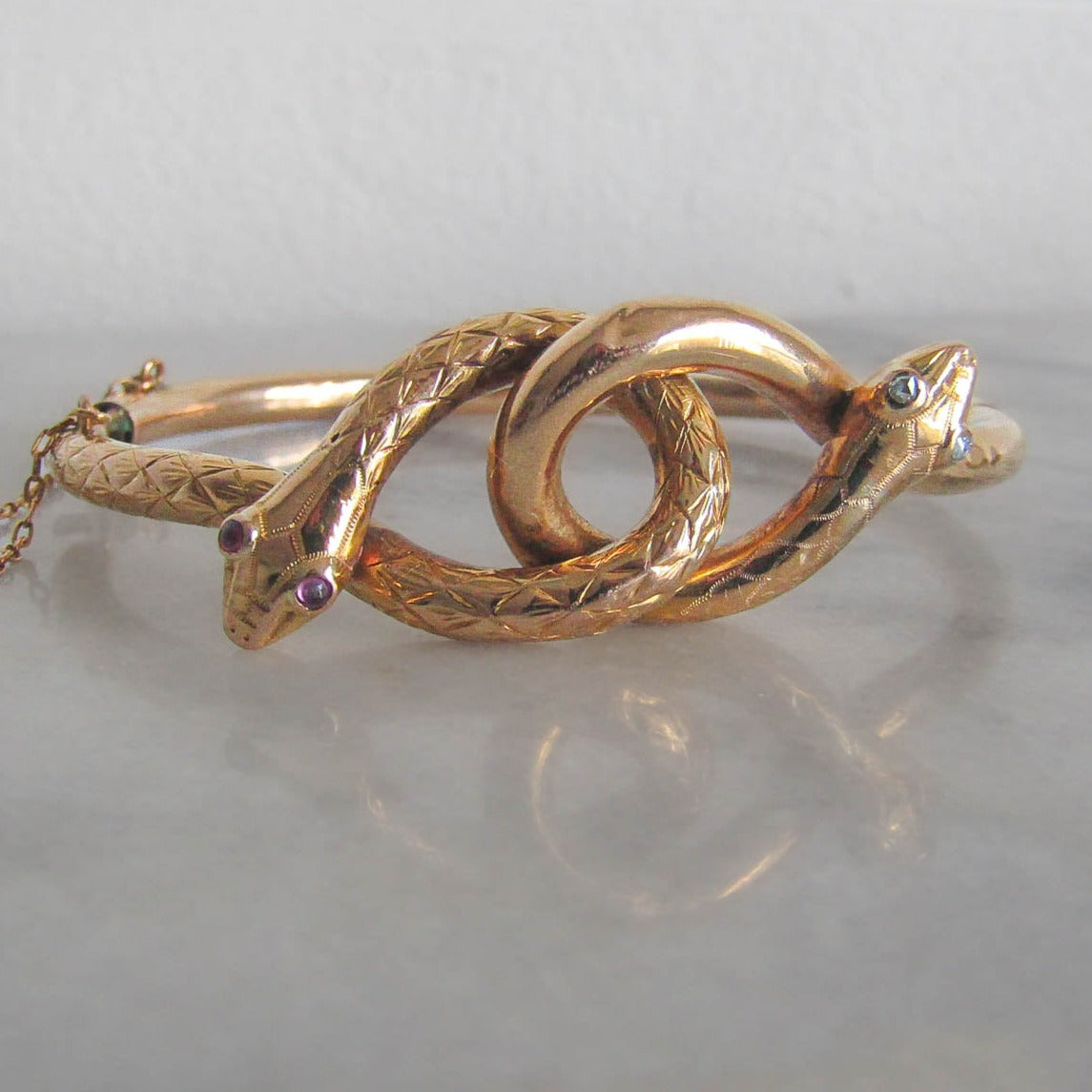 Antique 18k Double Snake Bangle c. 1880