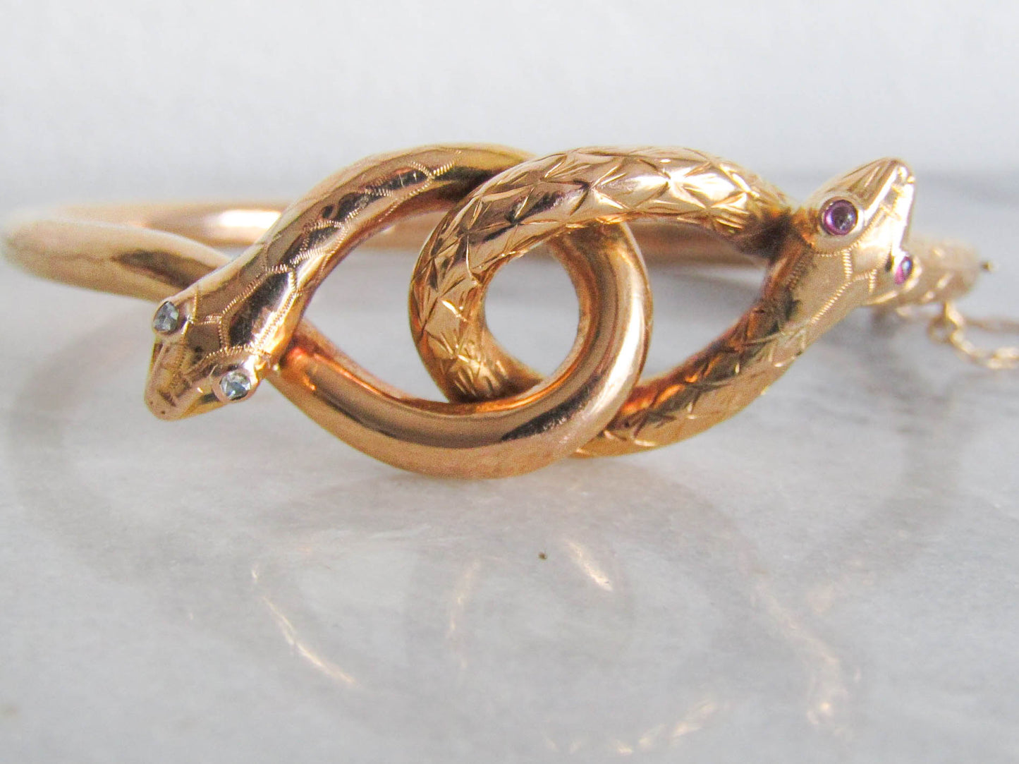 Antique 18k Double Snake Bangle c. 1880