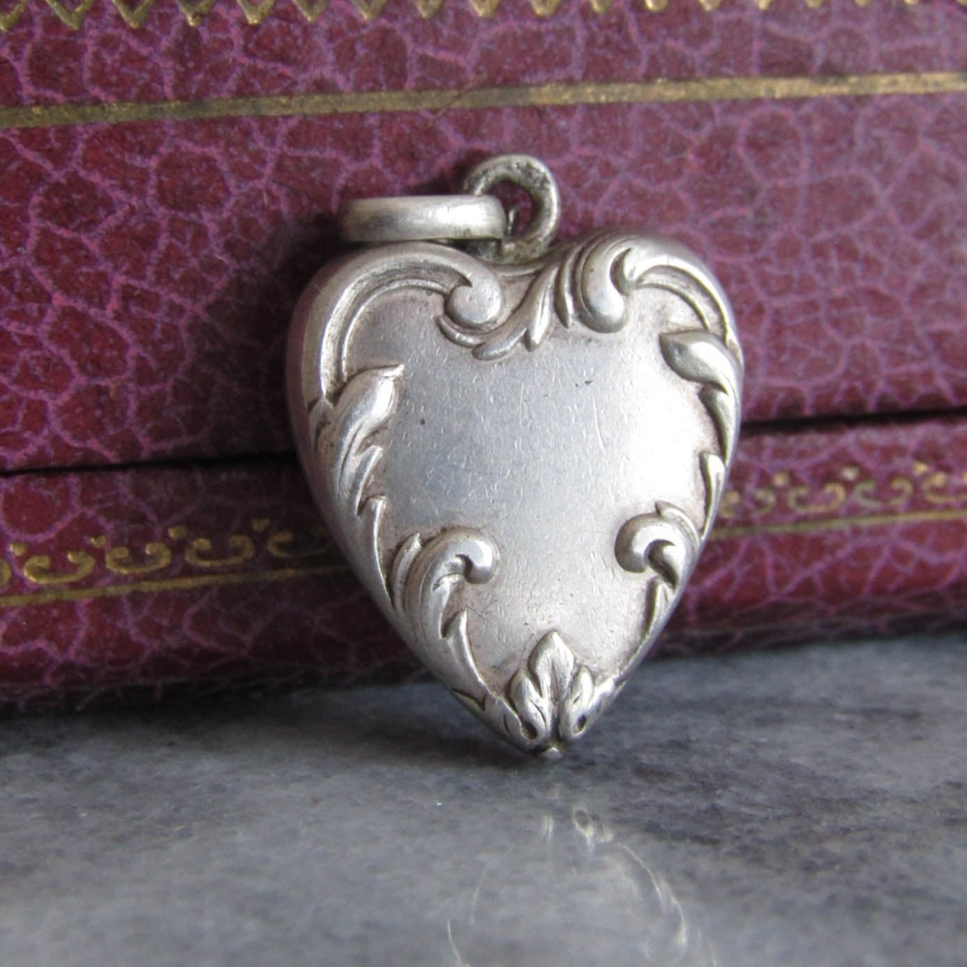 Antique Silver Art Nouveau Heart Pendant c. 1900