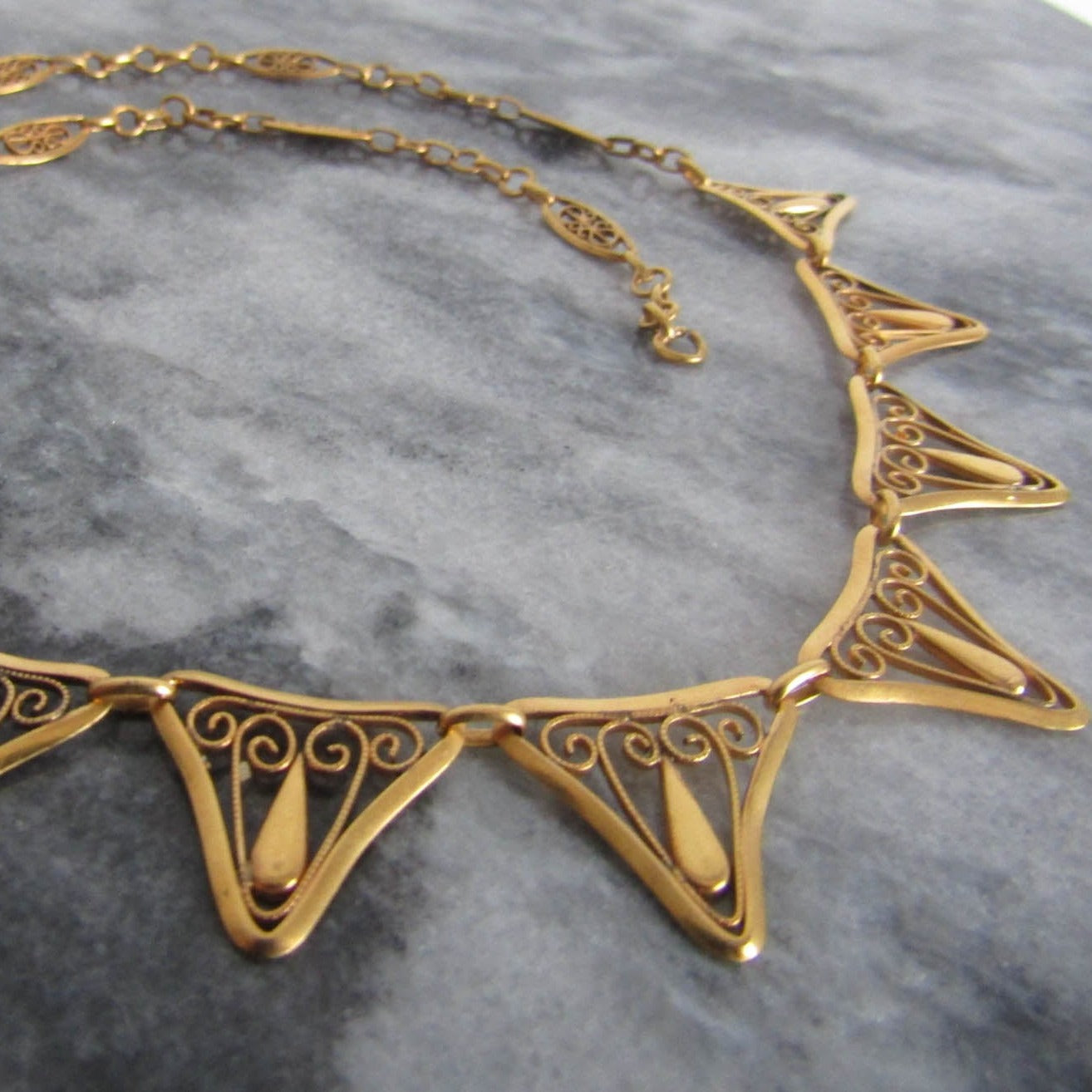 Antique French Gold Filled Drapery Necklace