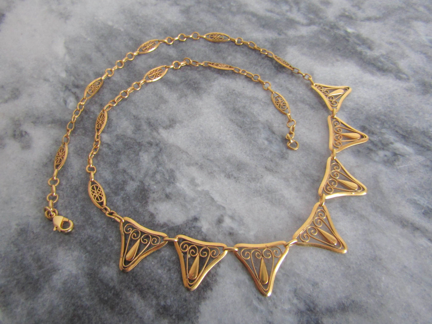 Antique French Gold Filled Drapery Necklace