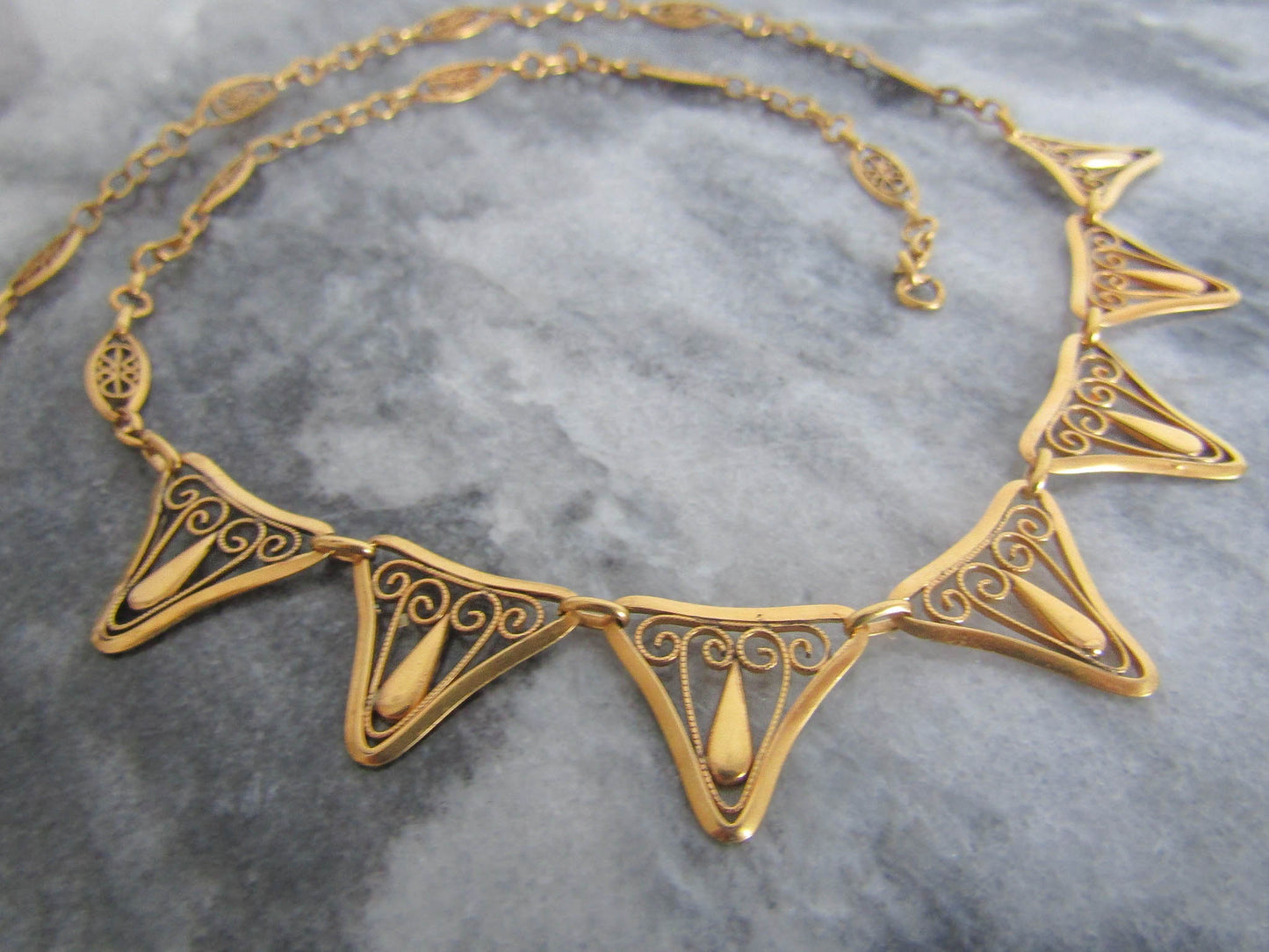 Antique French Gold Filled Drapery Necklace