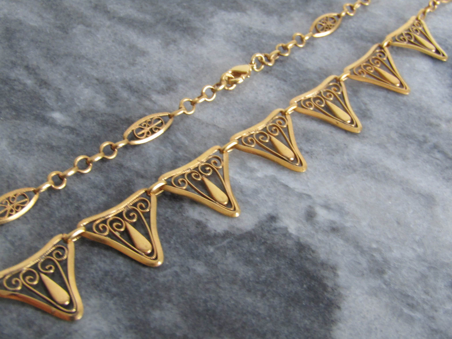 Antique French Gold Filled Drapery Necklace