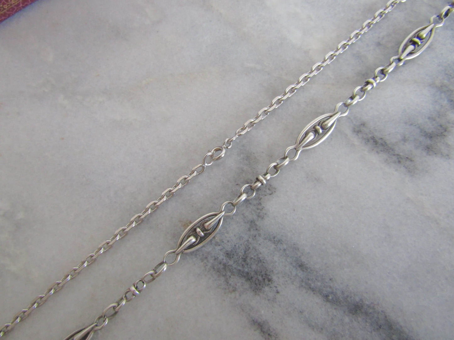 Antique Silver Watch Chain Conversion Necklace