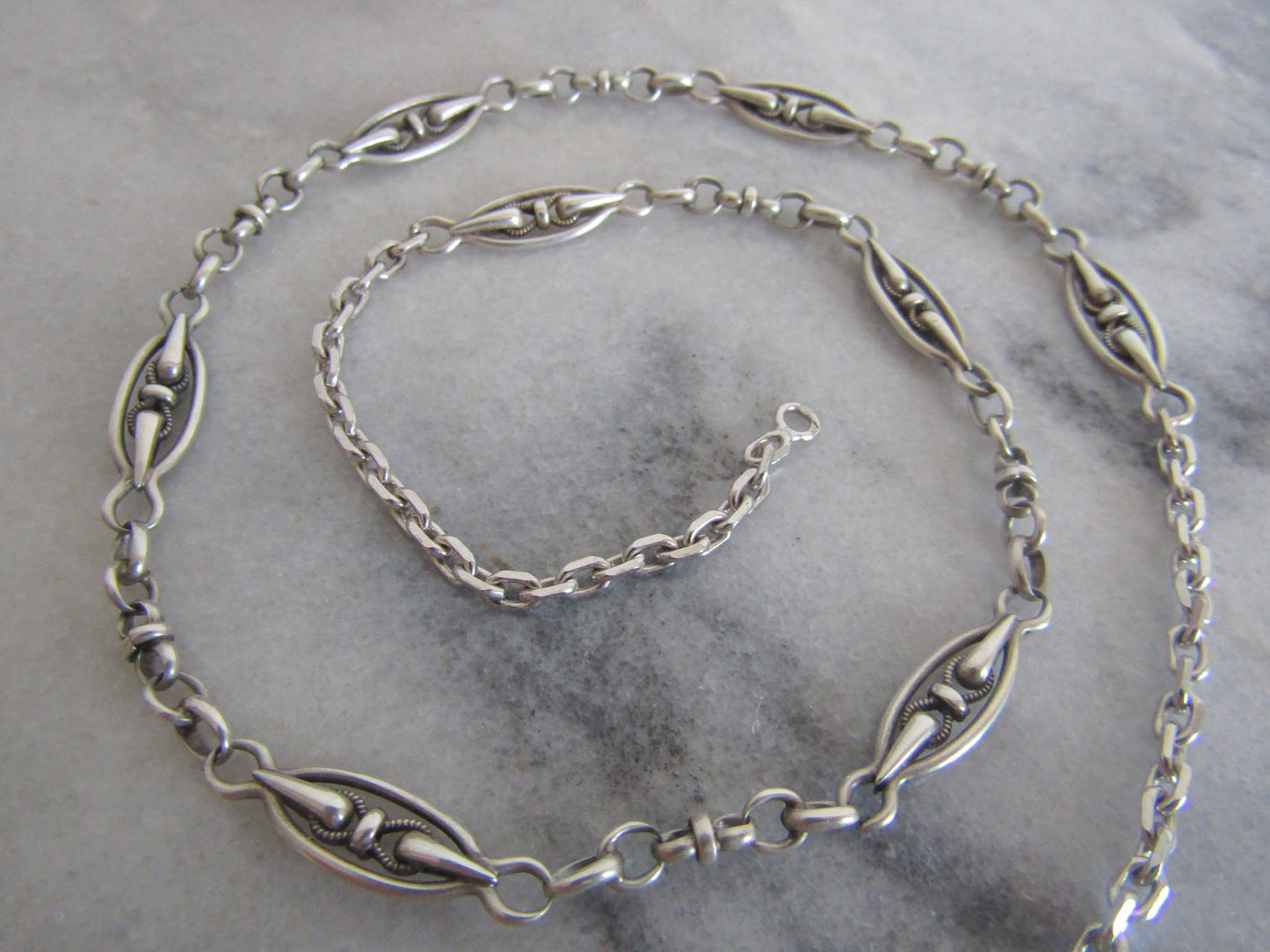 Antique Silver Watch Chain Conversion Necklace