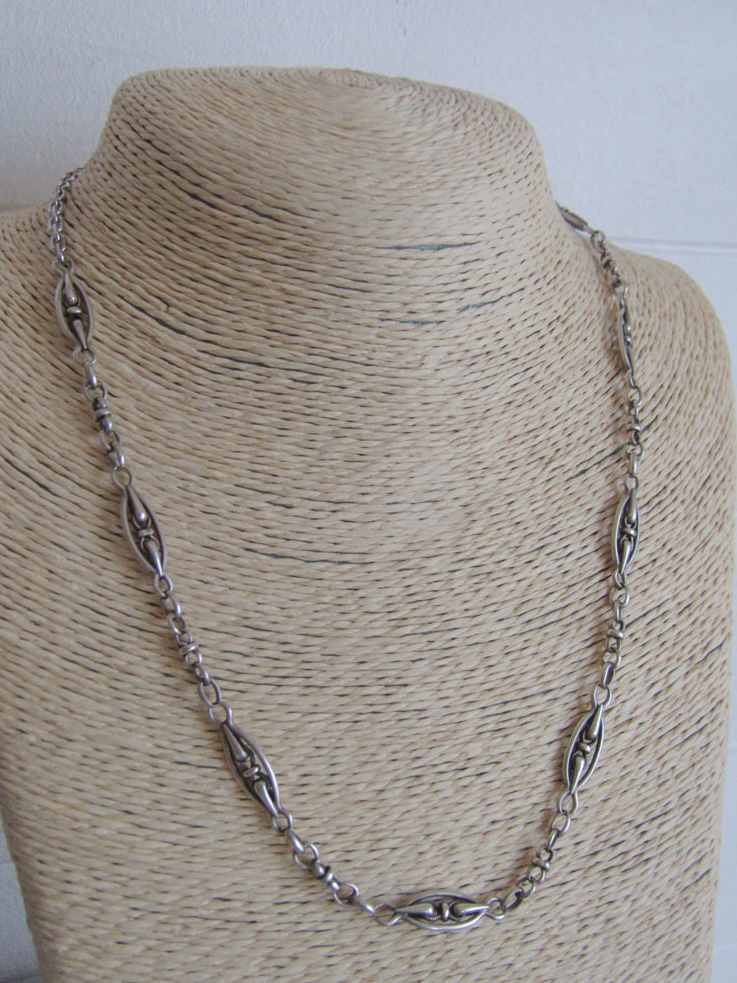 Antique Silver Watch Chain Conversion Necklace