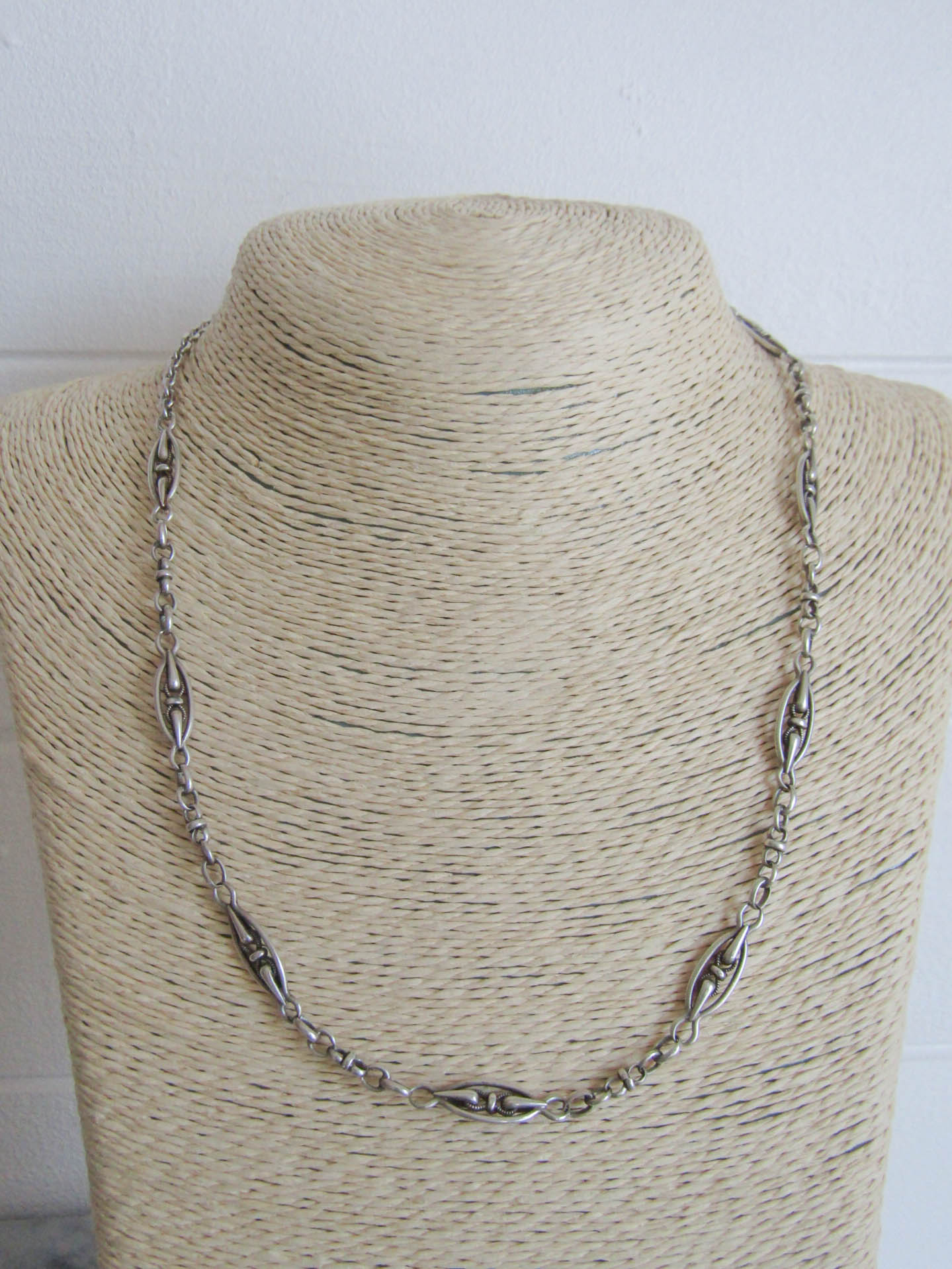 Antique Silver Watch Chain Conversion Necklace