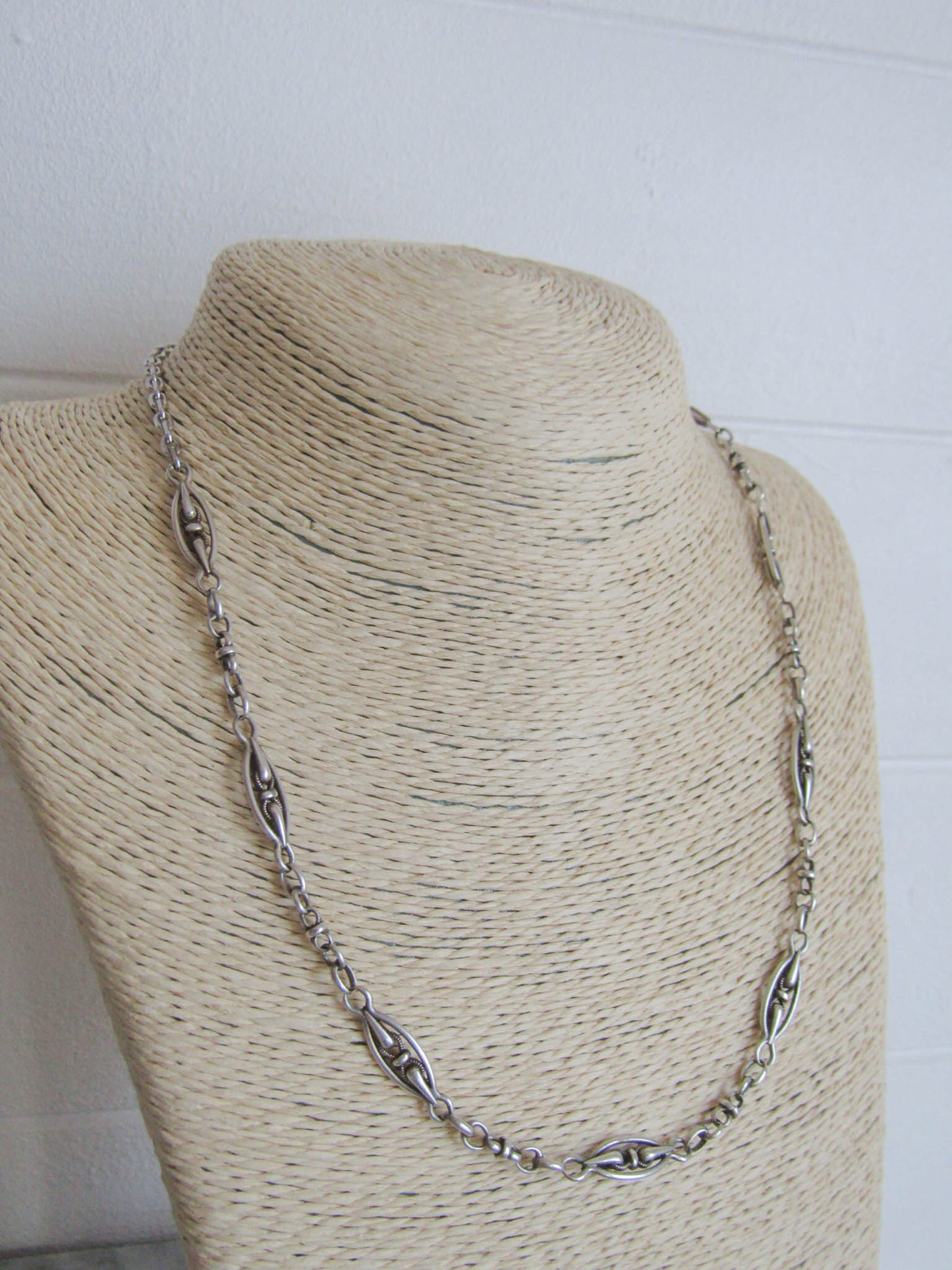 Antique Silver Watch Chain Conversion Necklace