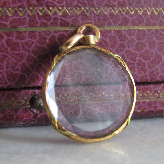 Antique 18k Gold Beveled Glass Edwardian Photo Locket