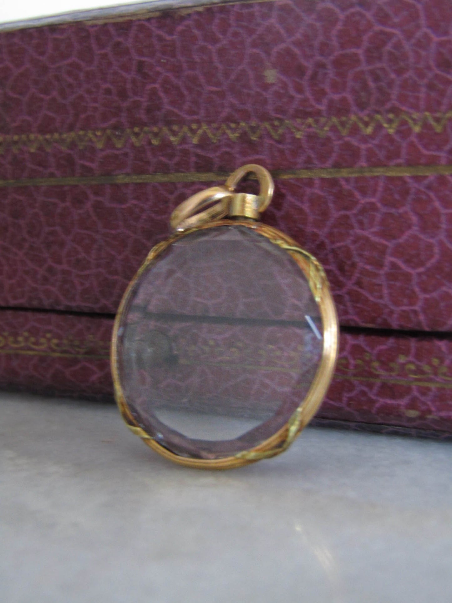 Antique 18k Gold Beveled Glass Edwardian Photo Locket