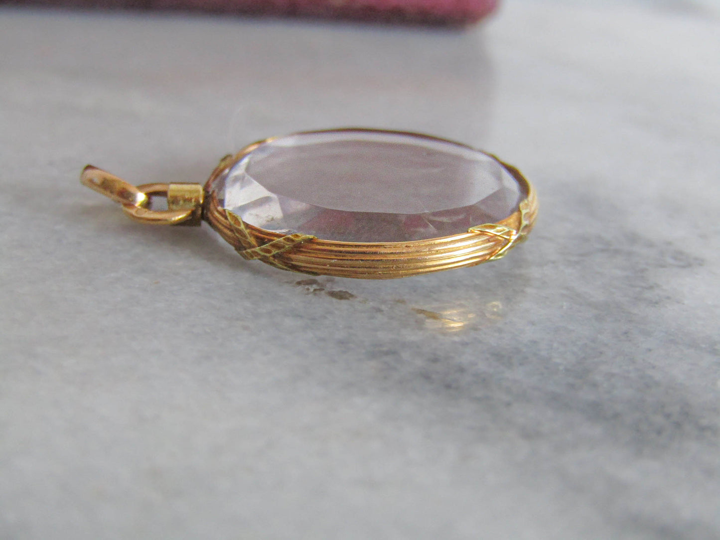 Antique 18k Gold Beveled Glass Edwardian Photo Locket