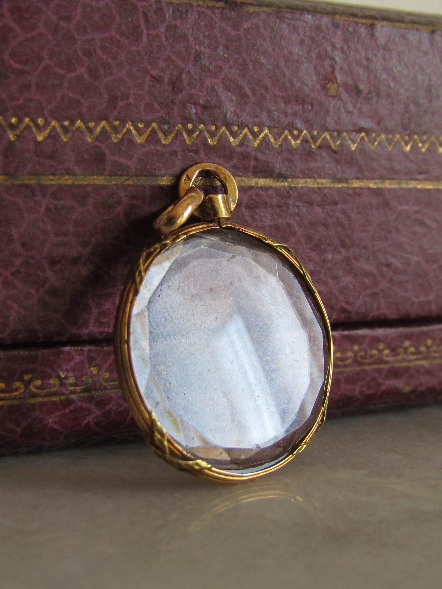 Antique 18k Gold Beveled Glass Edwardian Photo Locket