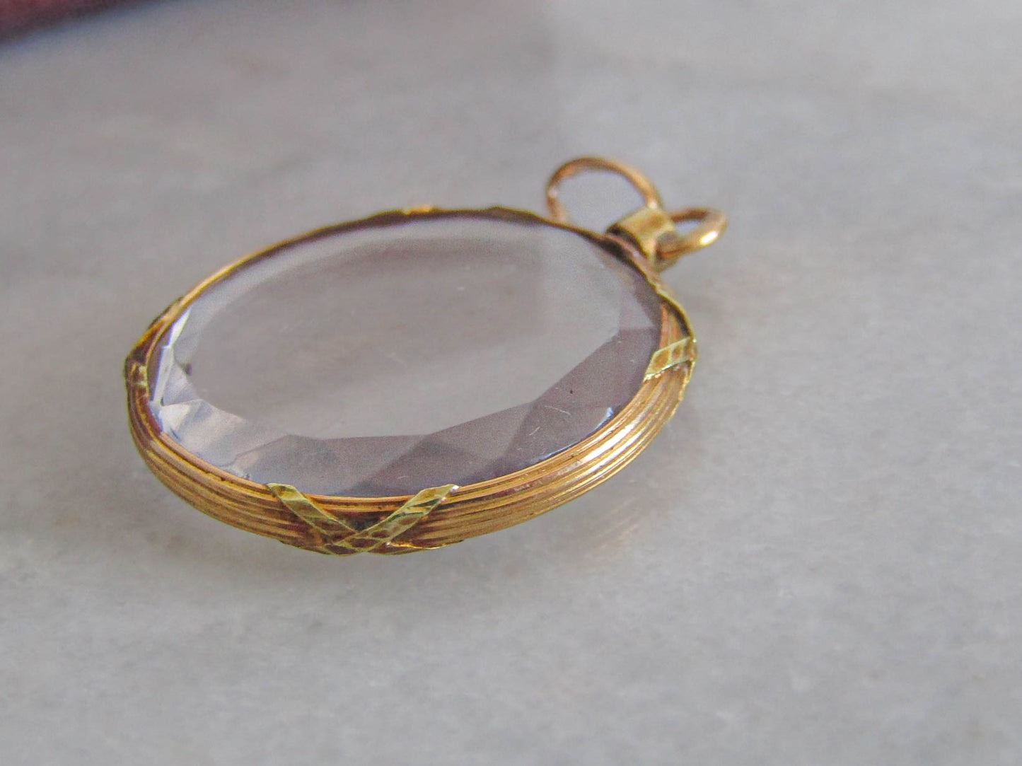 Antique 18k Gold Beveled Glass Edwardian Photo Locket