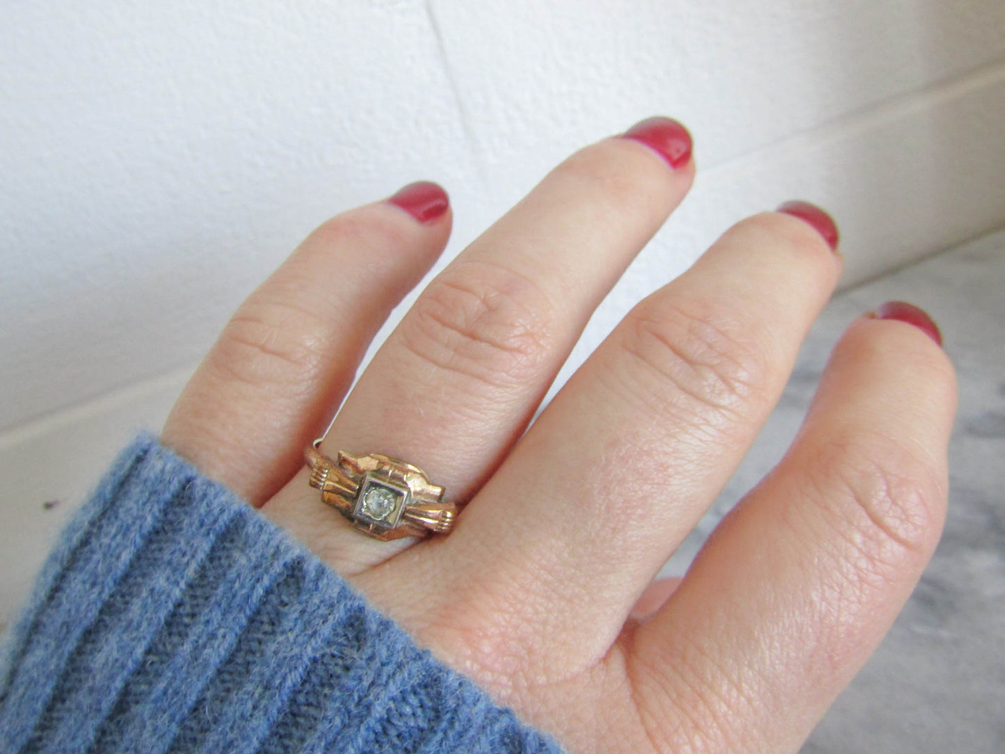 Antique Art Deco Gold Filled Small Tank Ring