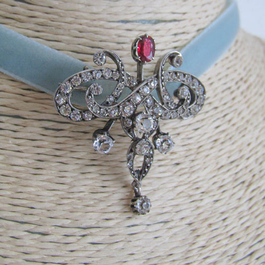 Silver Art Nouveau Paste Pendant Brooch c. 1900