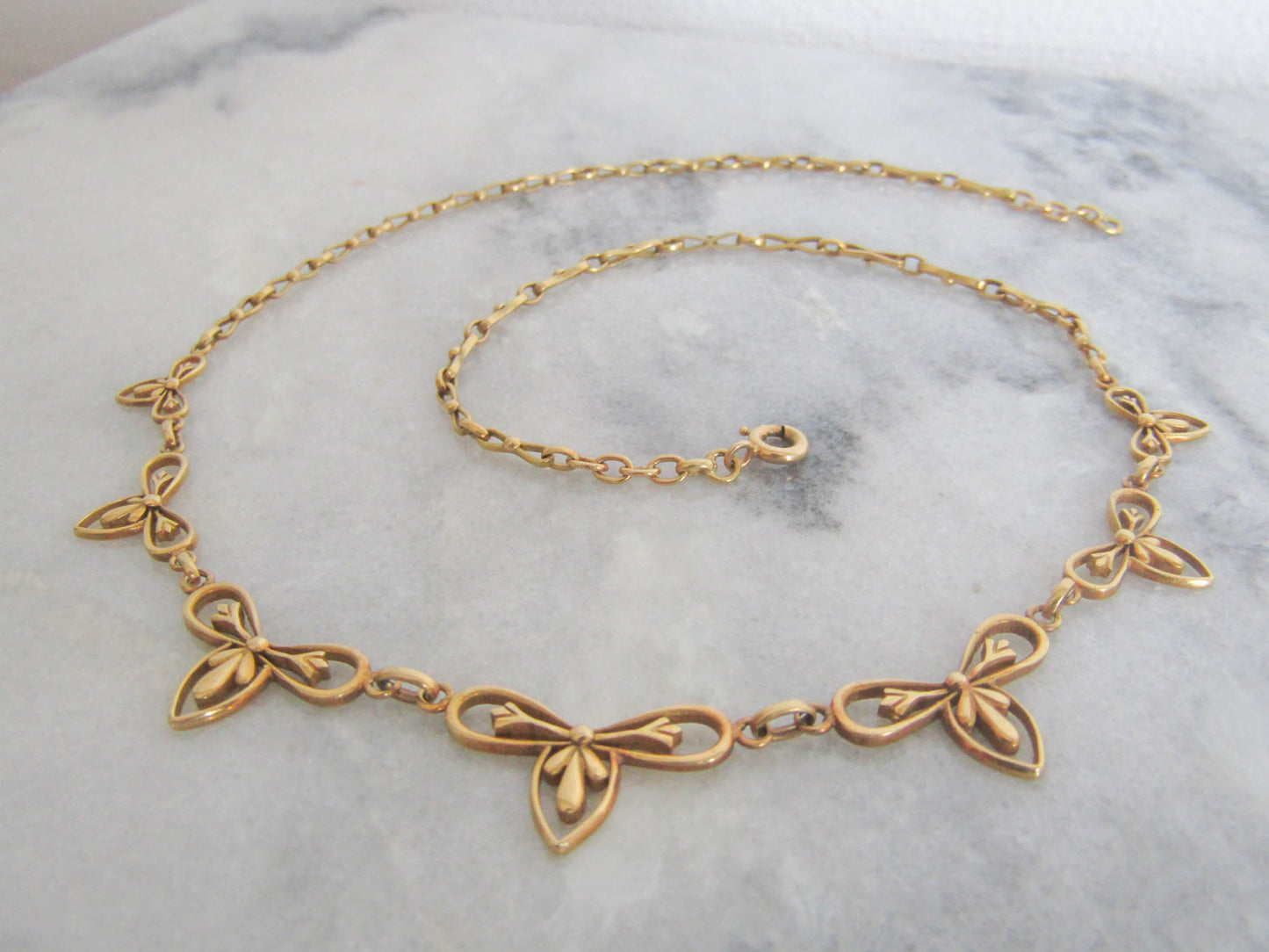 Antique 18K Gold Art Nouveau Drapery Necklace, French Belle Epoque Choker Necklace c 1900