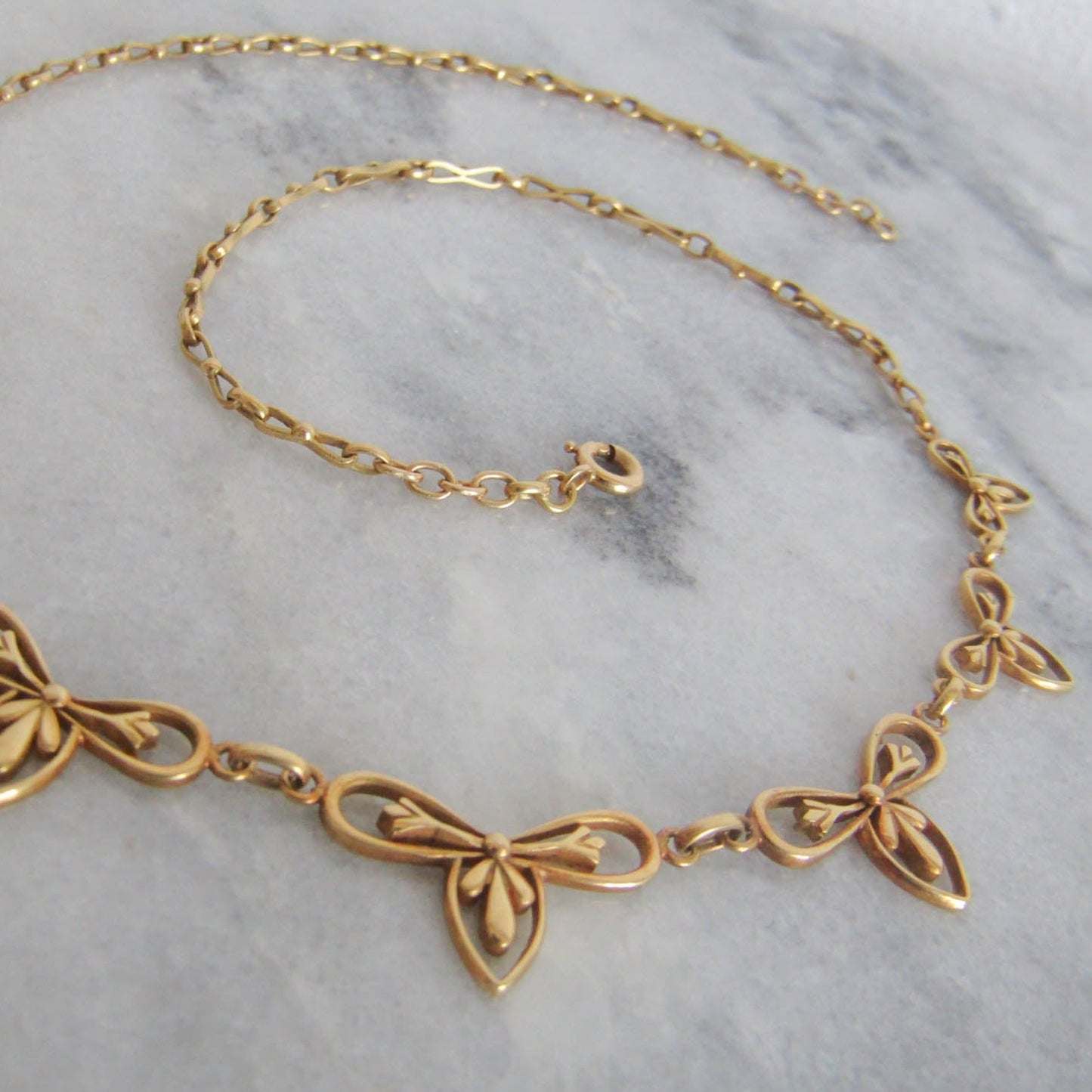 Antique 18K Gold Art Nouveau Drapery Necklace, French Belle Epoque Choker Necklace c 1900