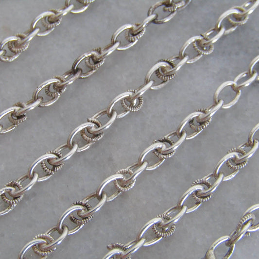 Vintage Art Deco Silver Long Guard Chain