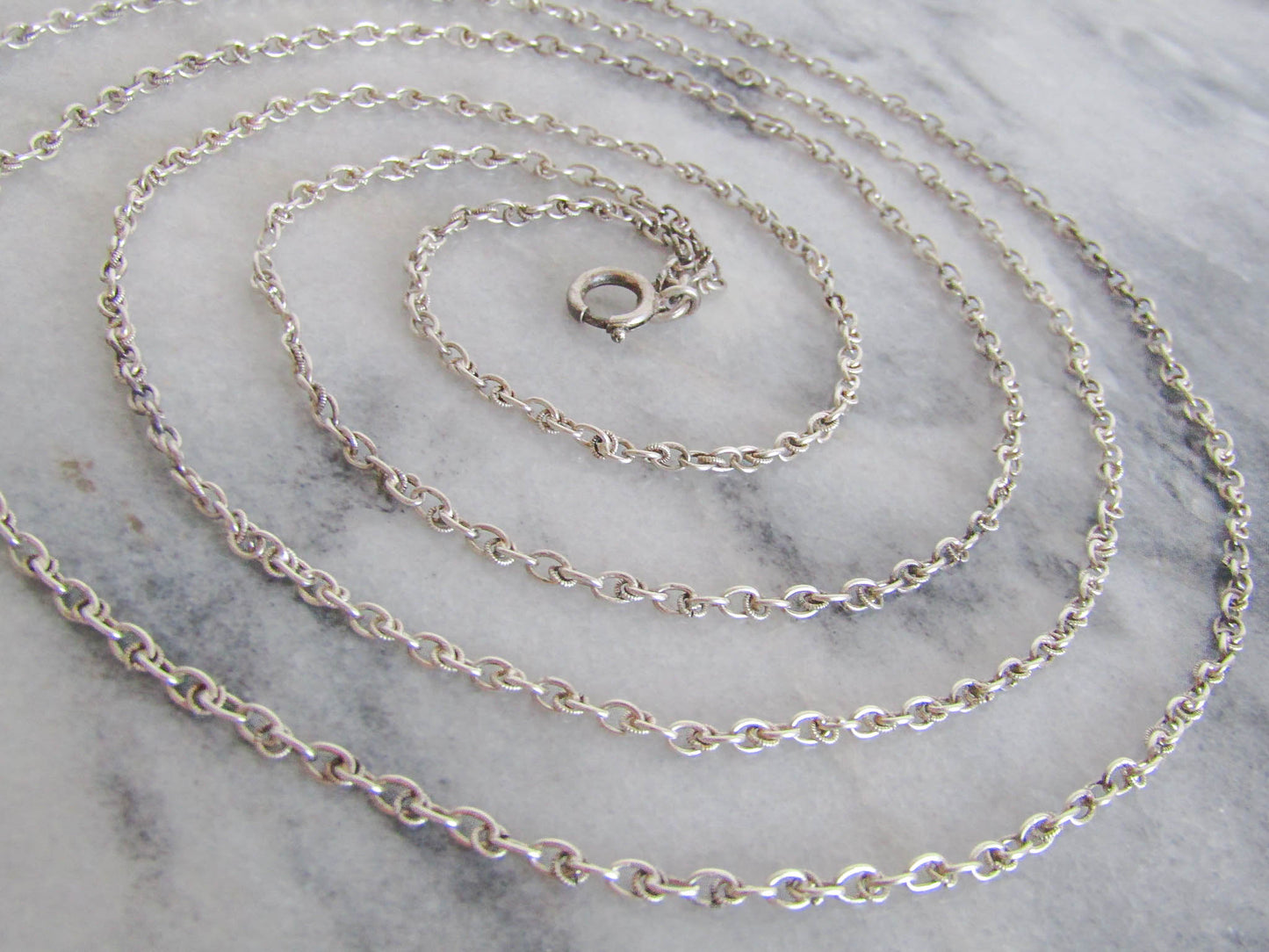 Vintage Art Deco Silver Long Guard Chain