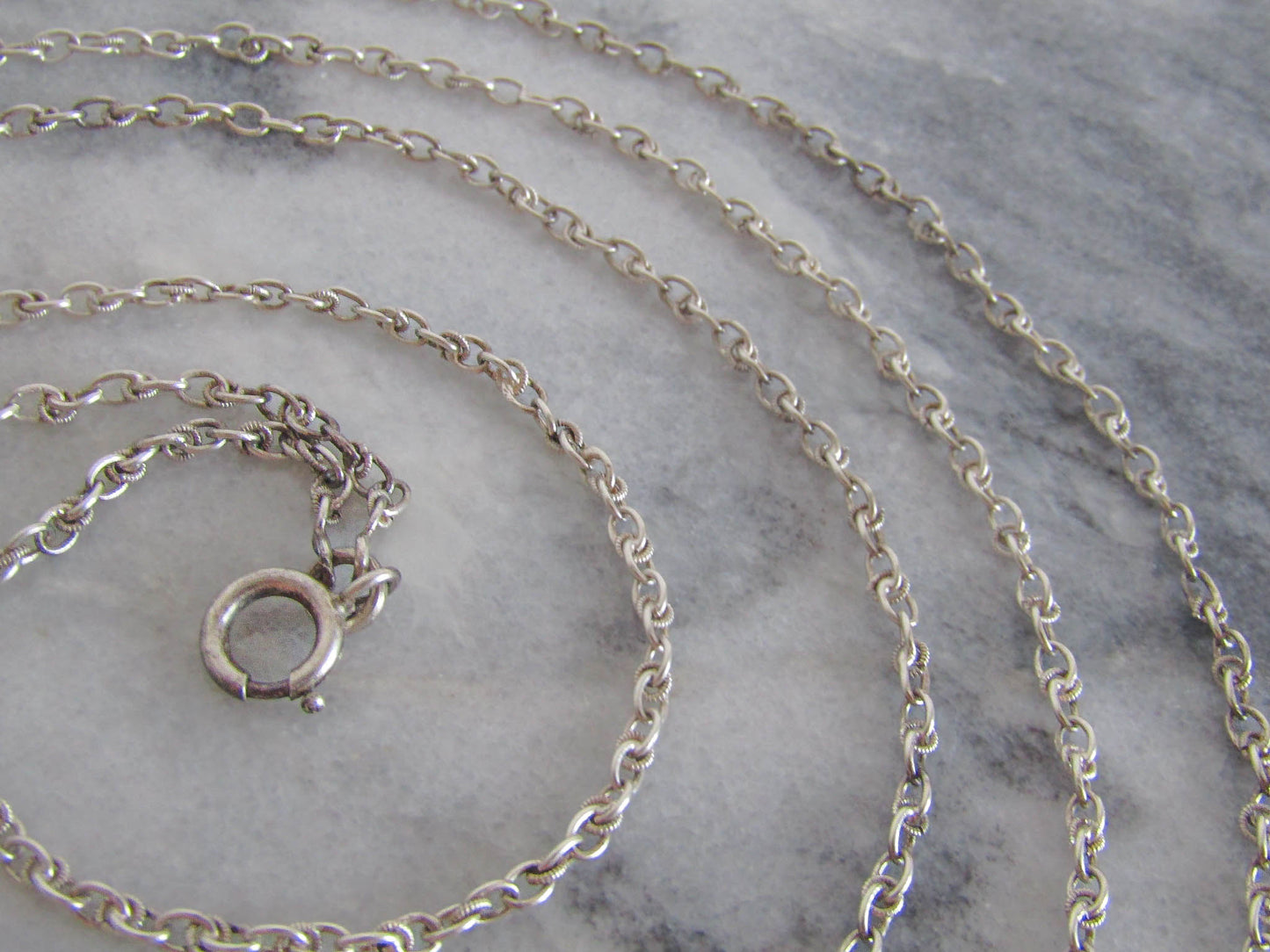 Vintage Art Deco Silver Long Guard Chain