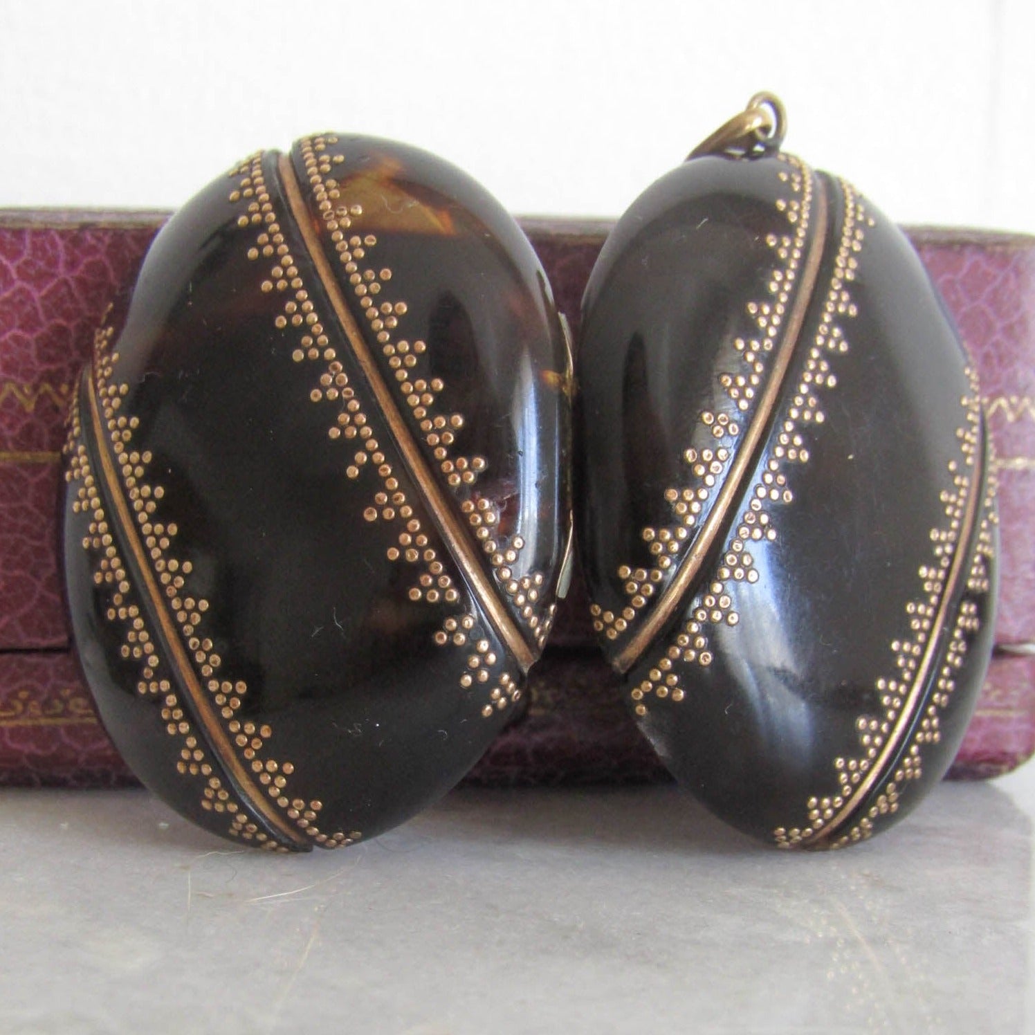 Victorian Tortoise Shell Gold Filled Large Sentimental Locket c. 1870 ...