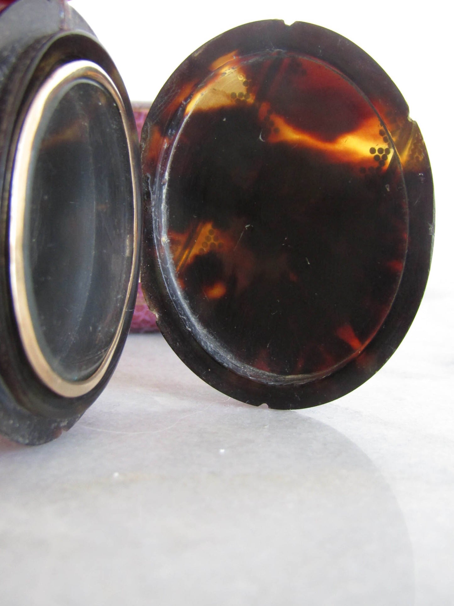 Victorian Tortoise Shell Gold Filled Large Sentimental Locket c. 1870