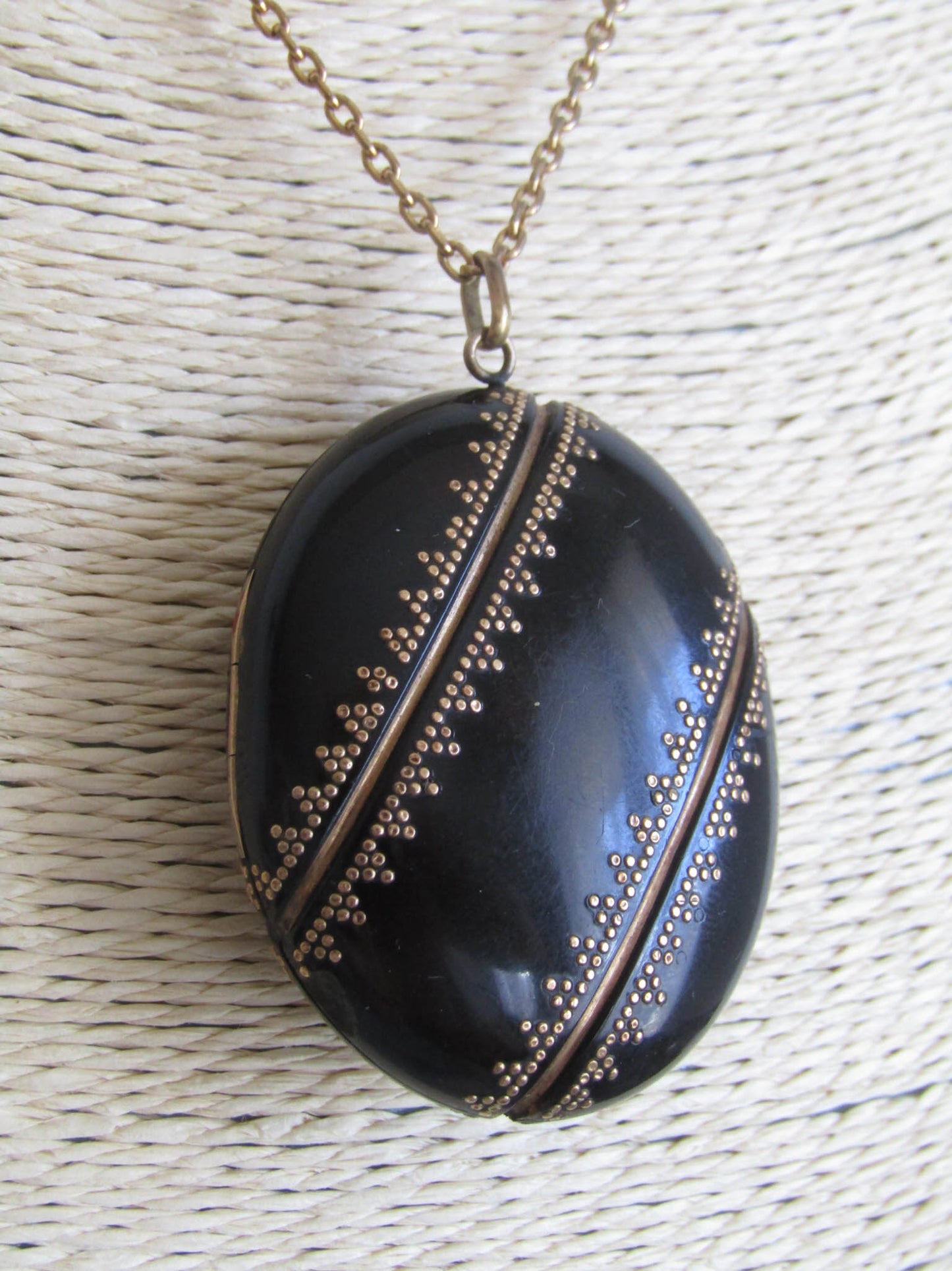 Victorian Tortoise Shell Gold Filled Large Sentimental Locket c. 1870