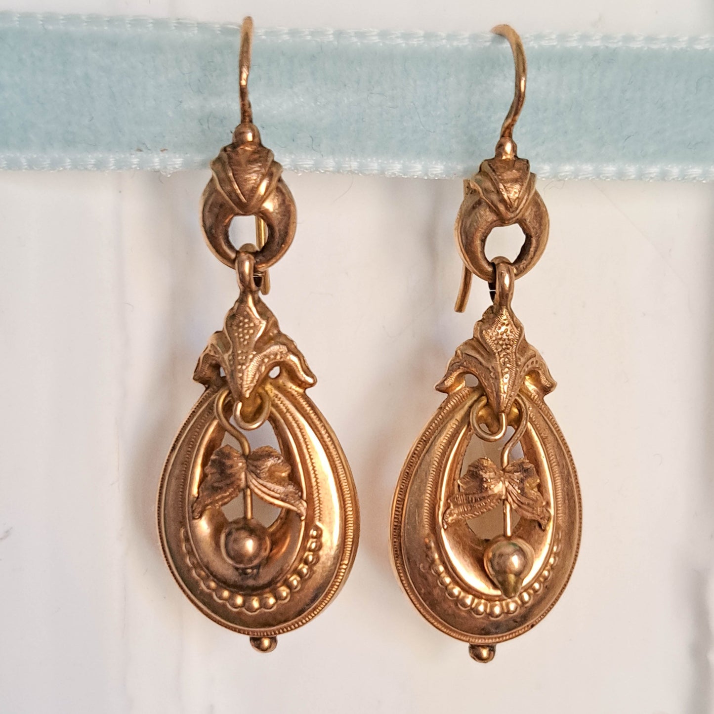 Antique 18K Solid Gold Napoleon III Day & Night Earrings