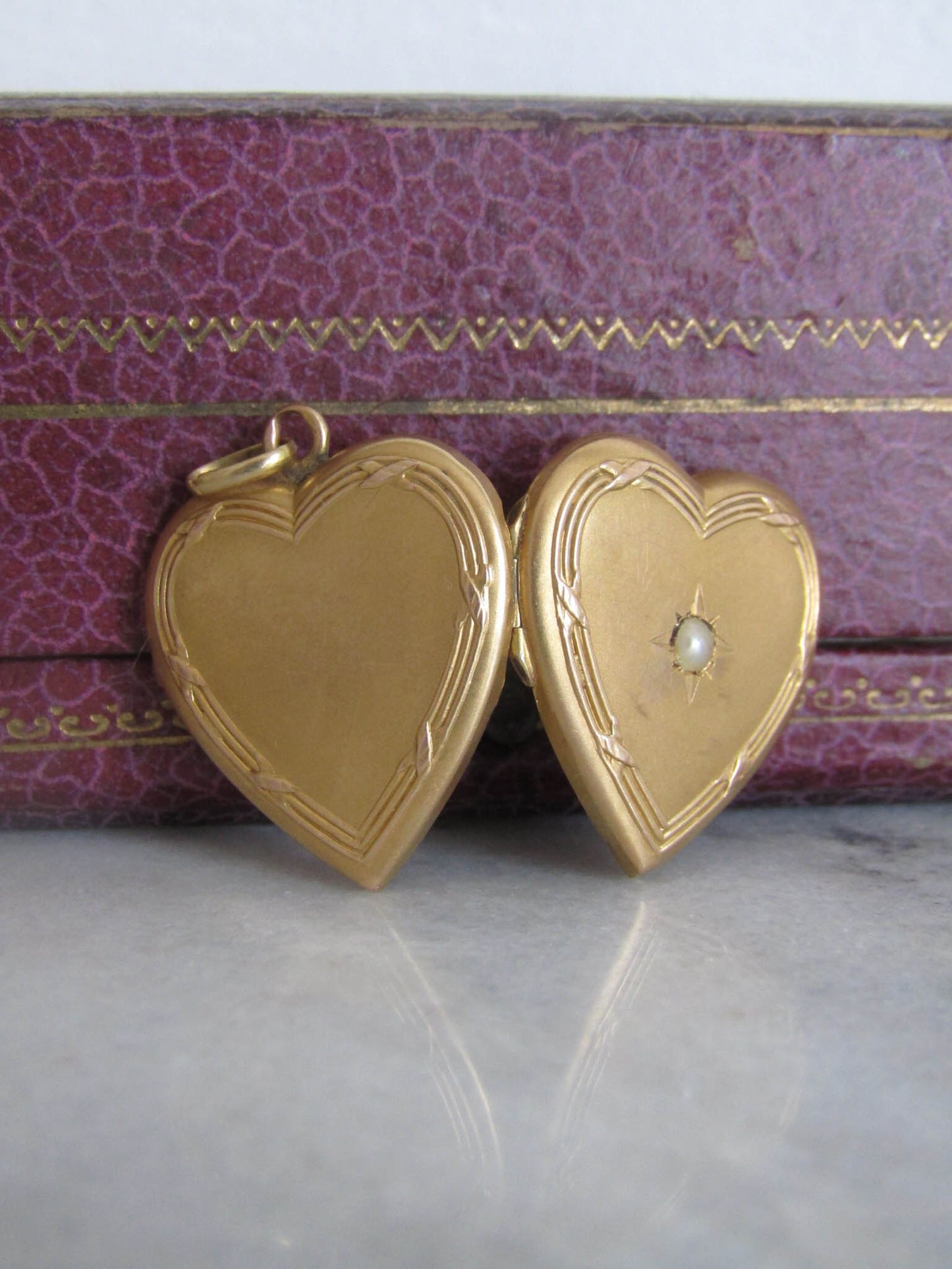 Antique 18k Seed Pearl Heart Locket, French Edwardian Romantic Pendant c. 1900