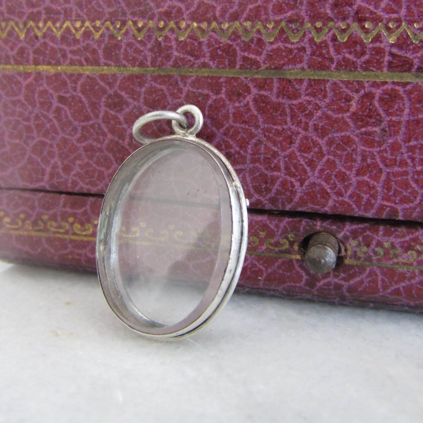 Edwardian Silver Beveled Glass Shaker Locket, Antique Sentimental Locket c. 1900