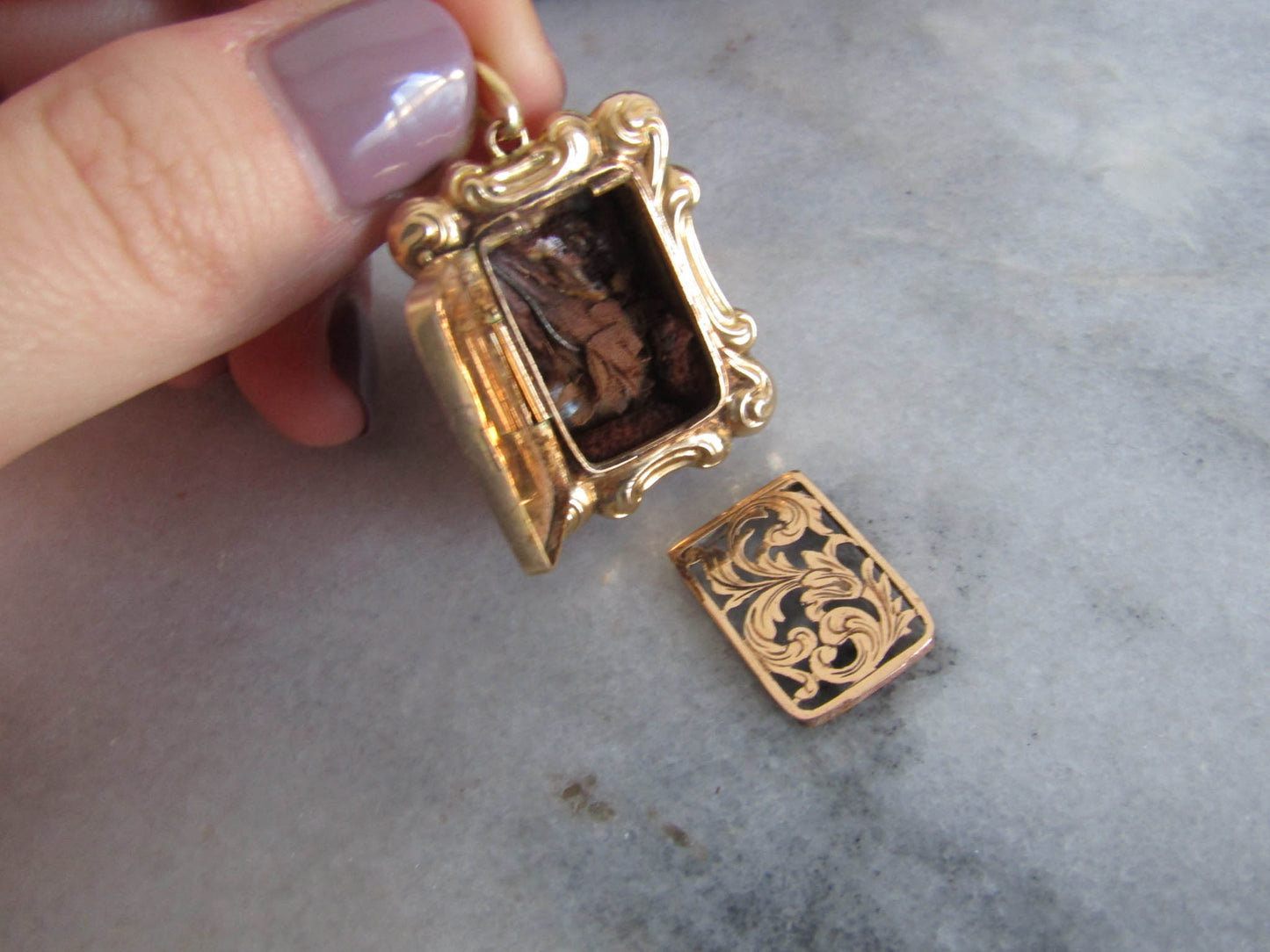 18k Georgian Vinaigrette Enameled Locket, Antique French Pendant c. 1830