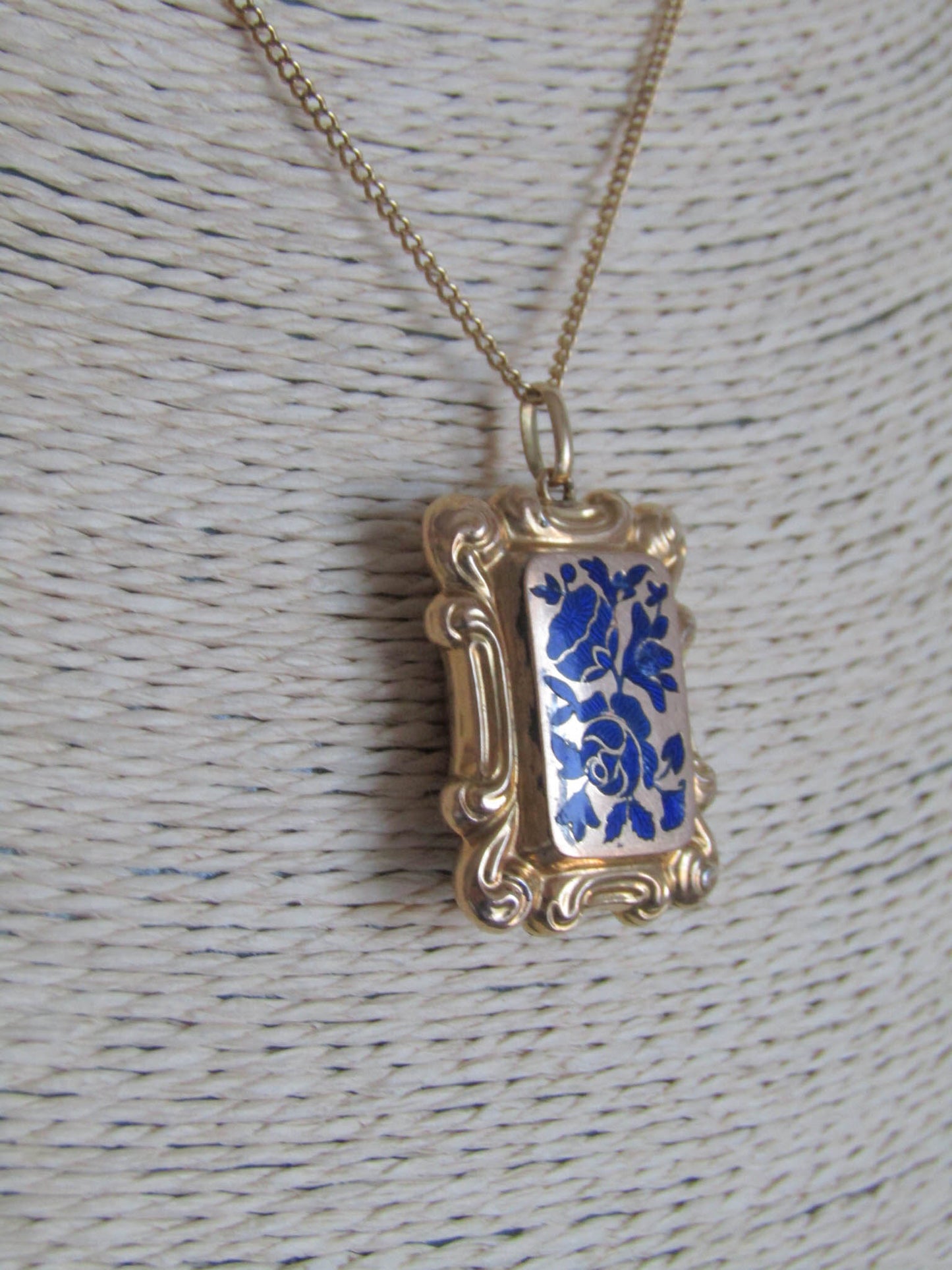 18k Georgian Vinaigrette Enameled Locket, Antique French Pendant c. 1830