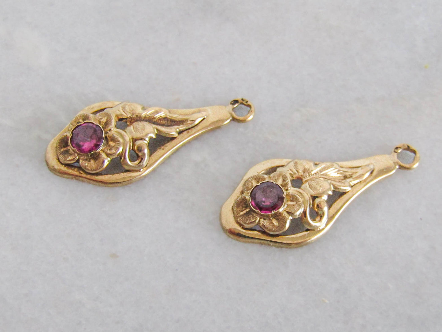 Antique 18K Gold Rhodolite Garnet Day/Night Napoleon III French 3 in 1 Earrings c. 1880