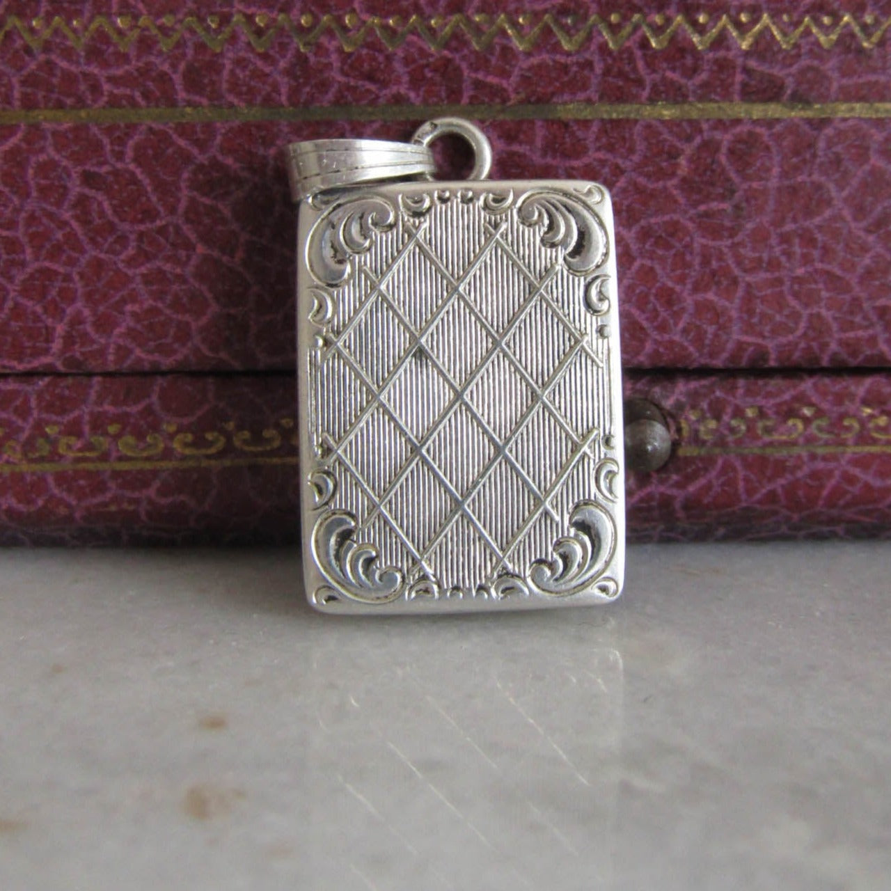 Antique Art Nouveau Silver Book Locket c. 1890