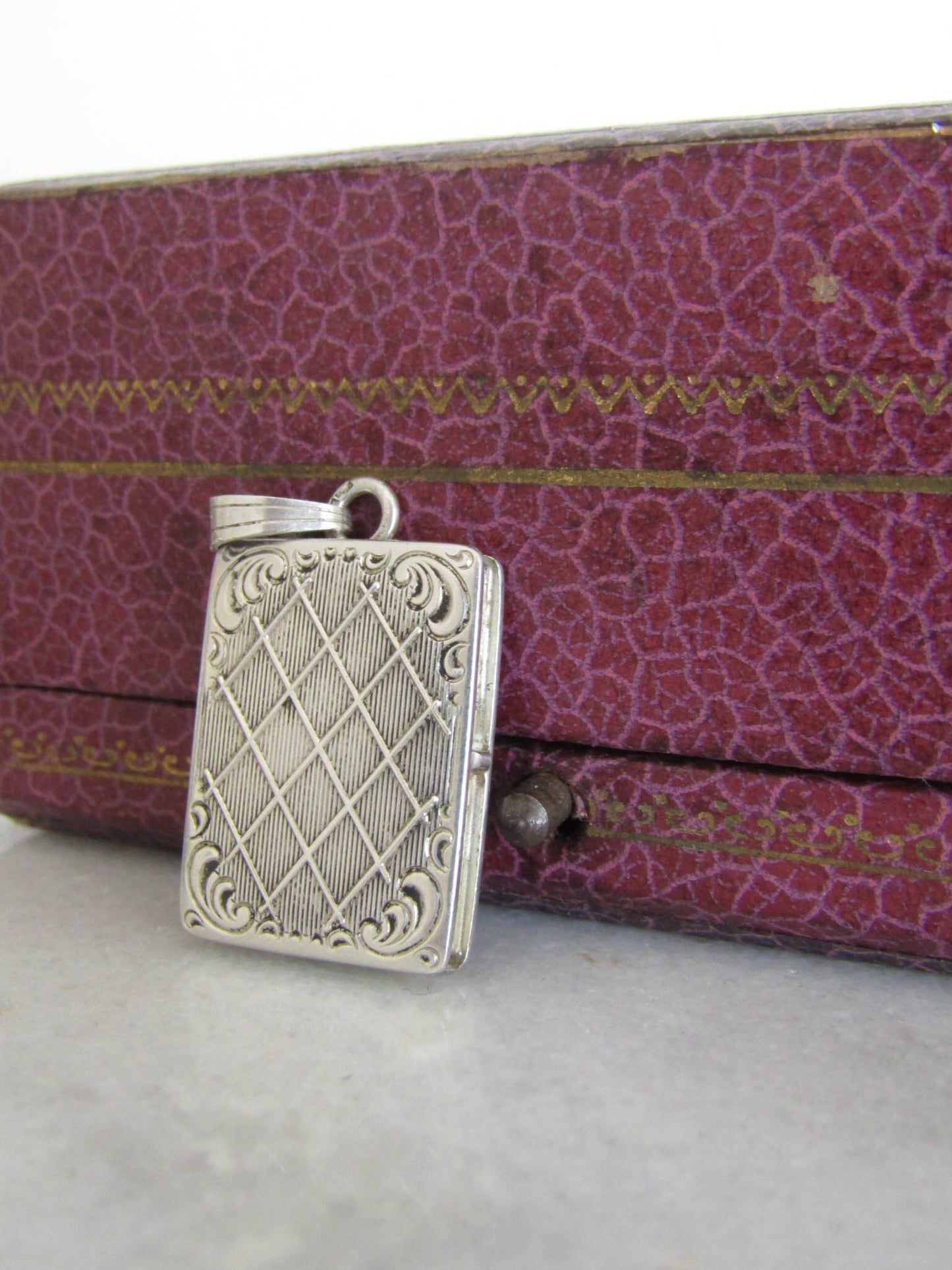 Antique Art Nouveau Silver Book Locket c. 1890