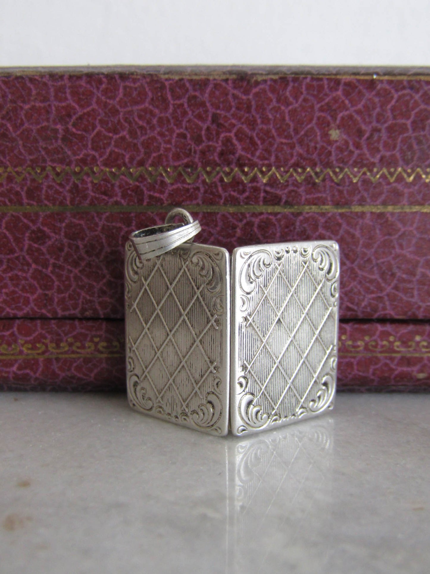 Antique Art Nouveau Silver Book Locket c. 1890