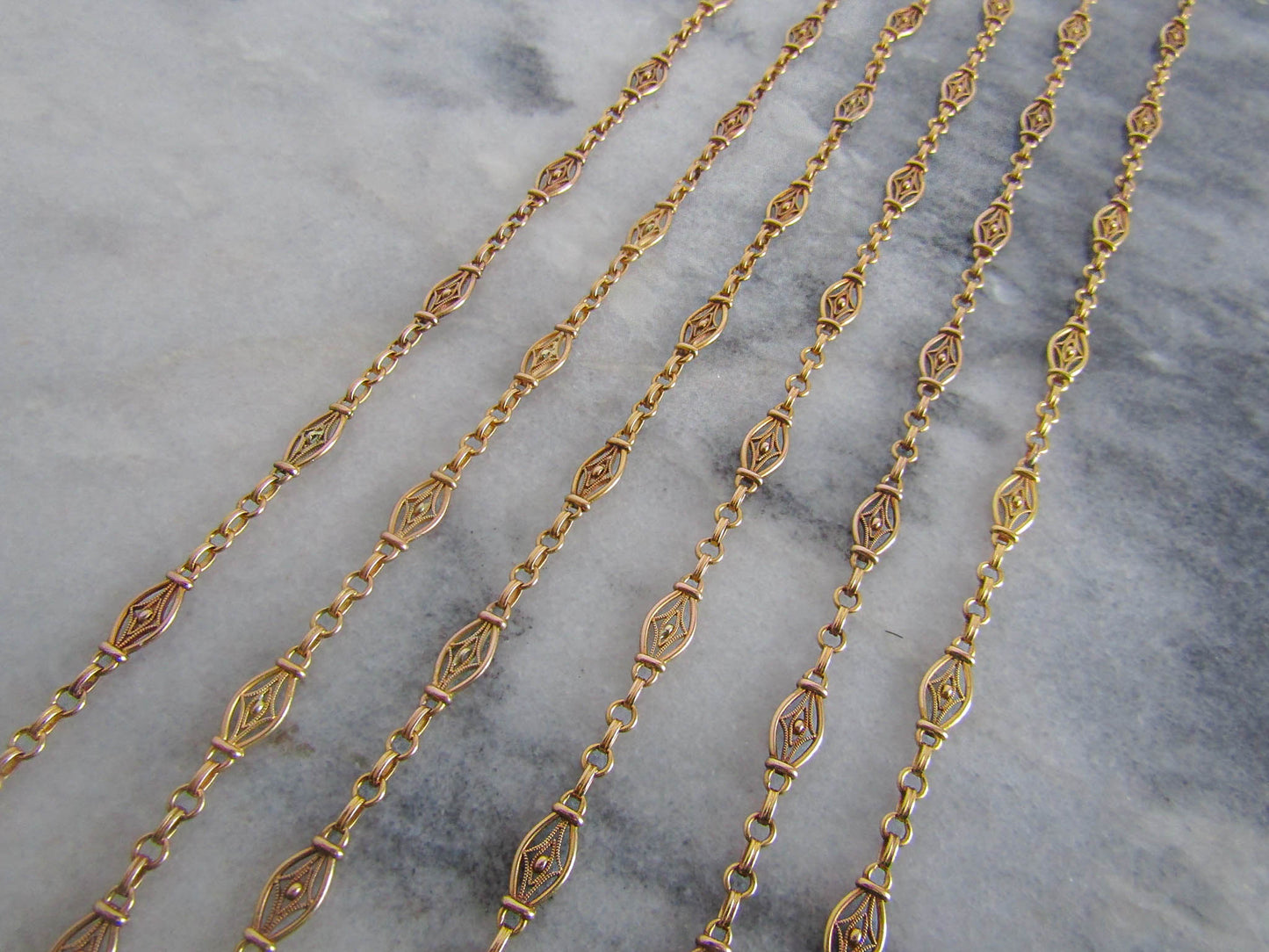 Extra Long 64" Antique French Victorian 18K Solid Gold Long Guard Chain, Antique French Belle Epoque Muff Chain c. 1880 (48 g)